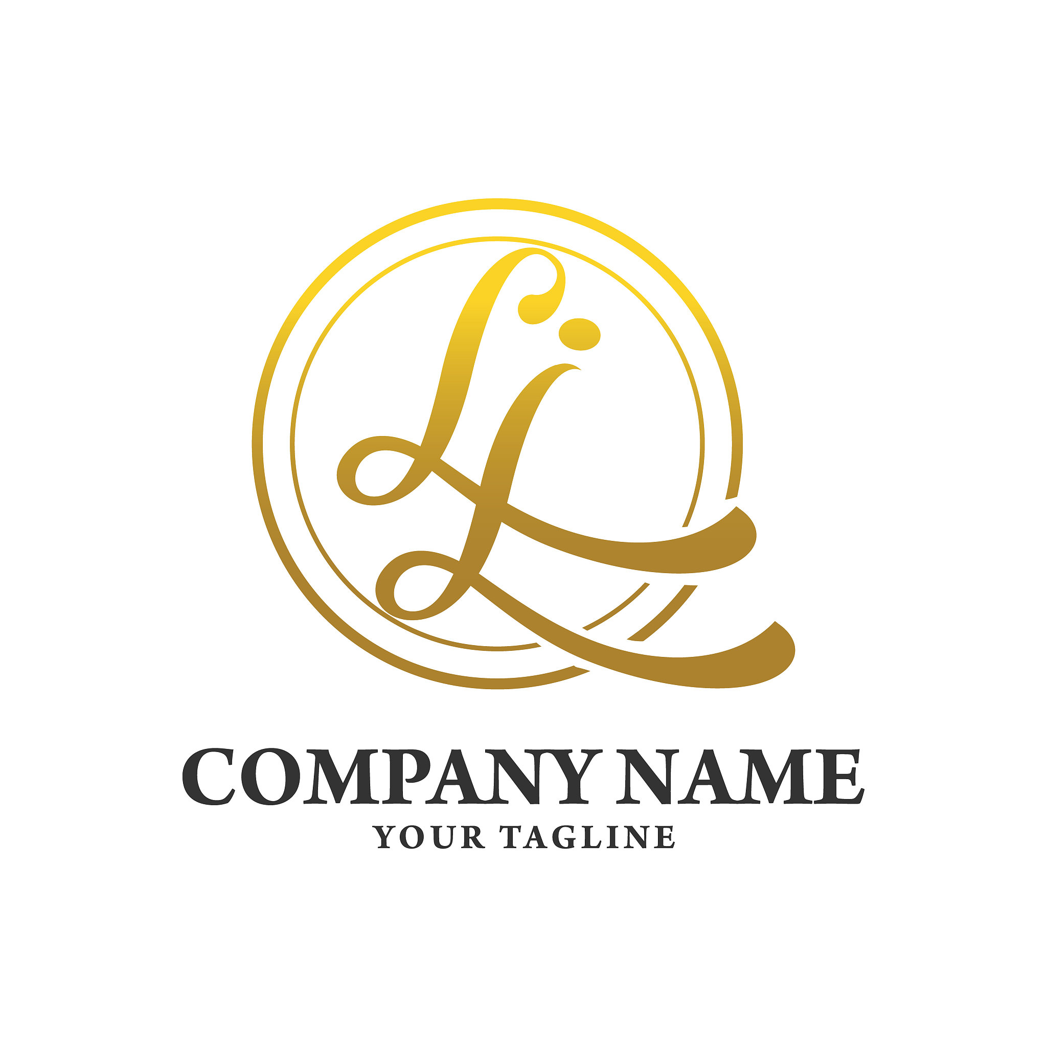 elegant initial letter type l logo with gold circle.