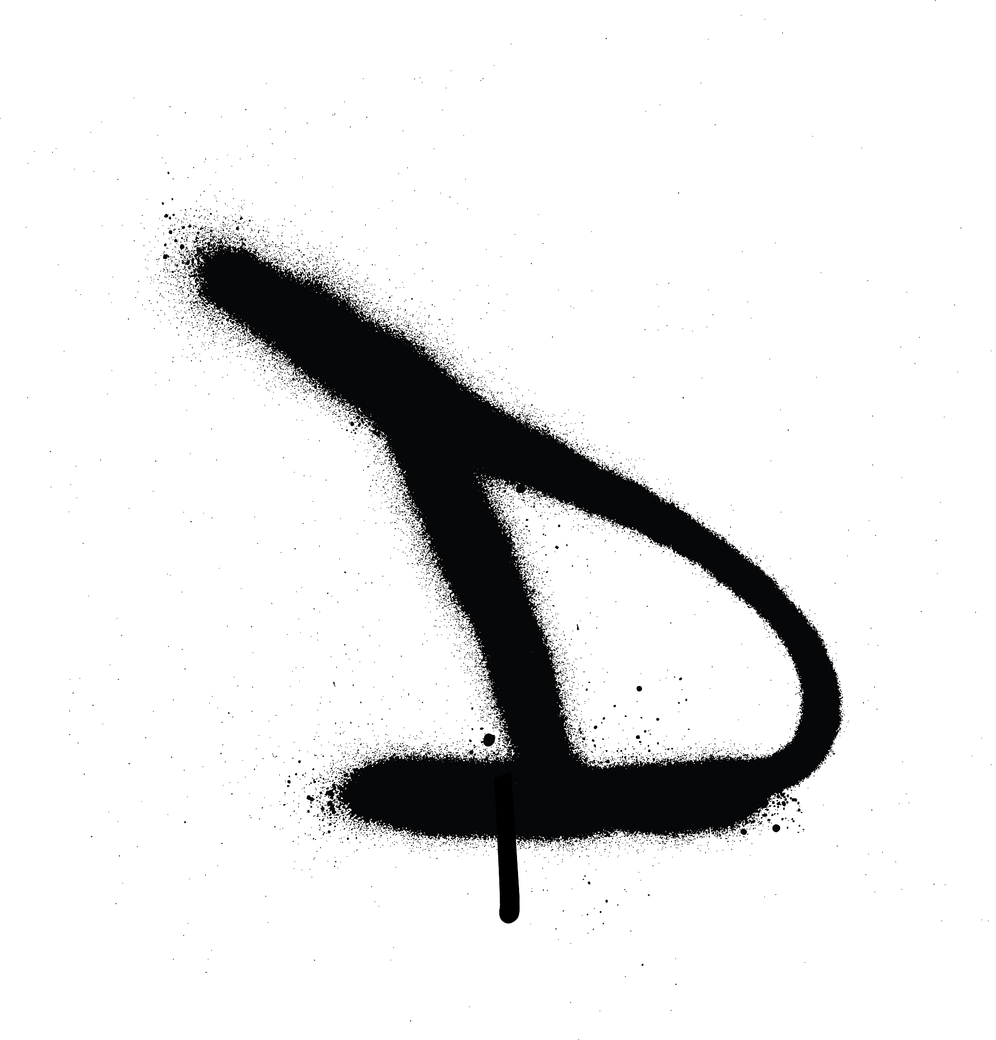 sprayed d font graffiti with leak in black