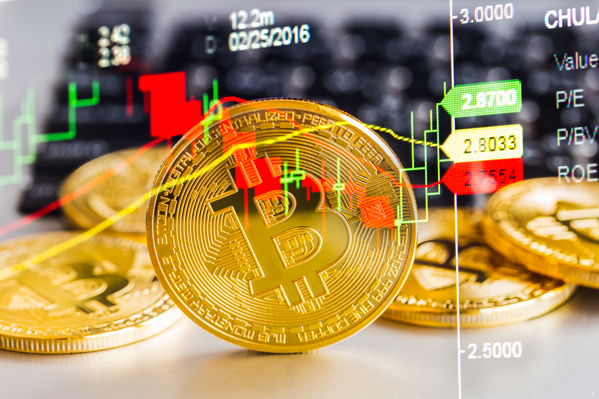 stock market or forex trading graph and candlestick chart suitab