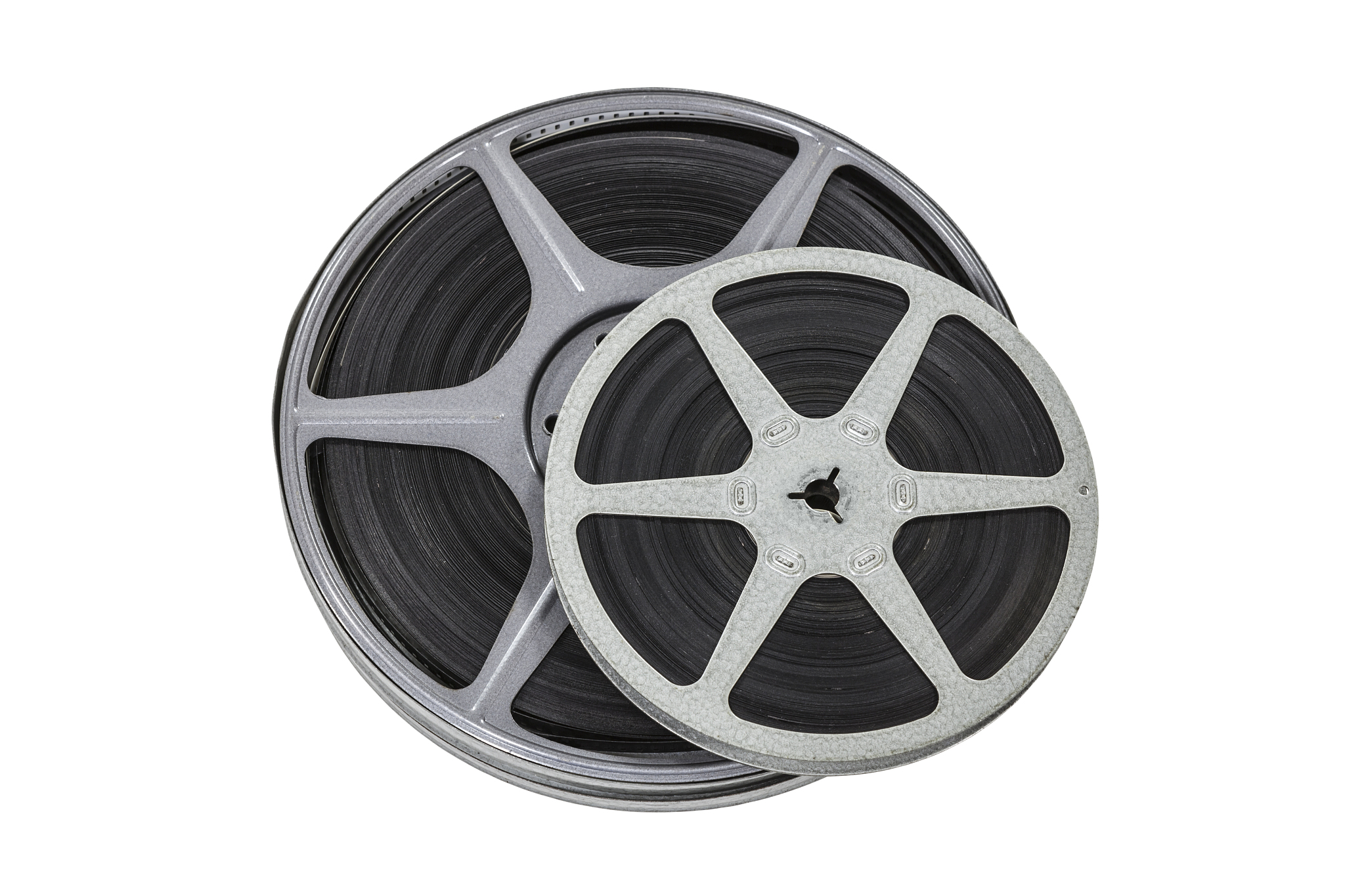 vintage 8mm film reels isolated