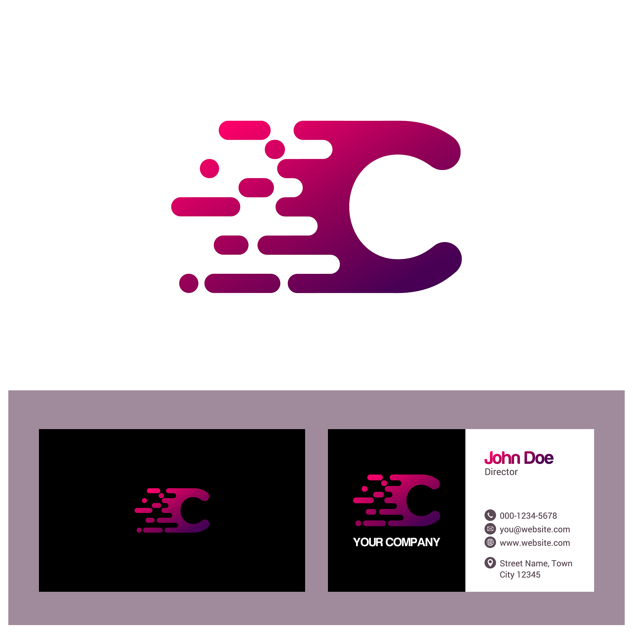 c letter logo template, business card vector template illustrati