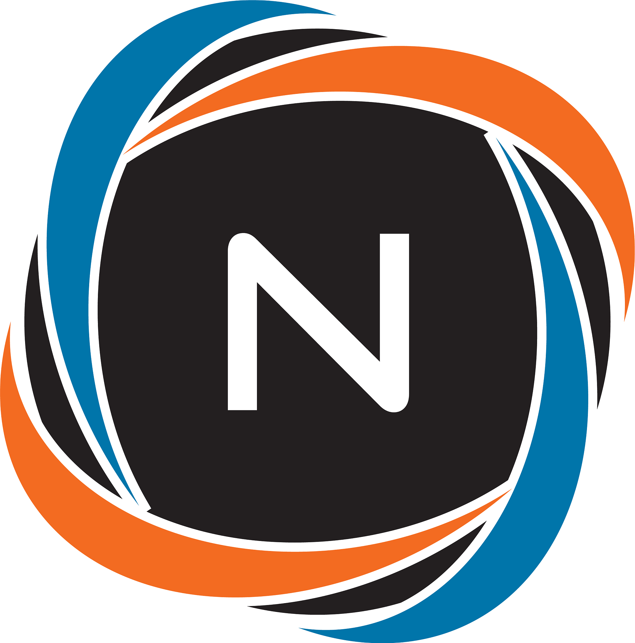 initial letter n circle negative space logo