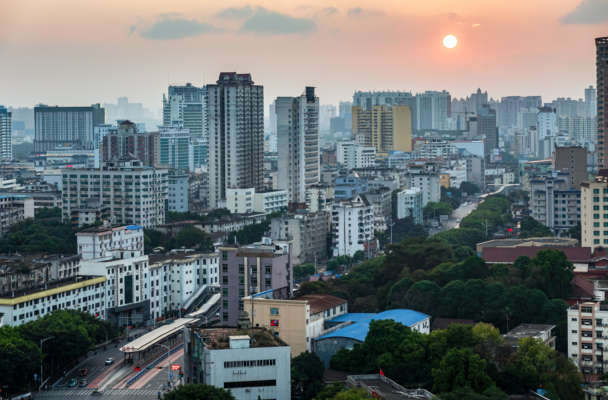 城市日落
