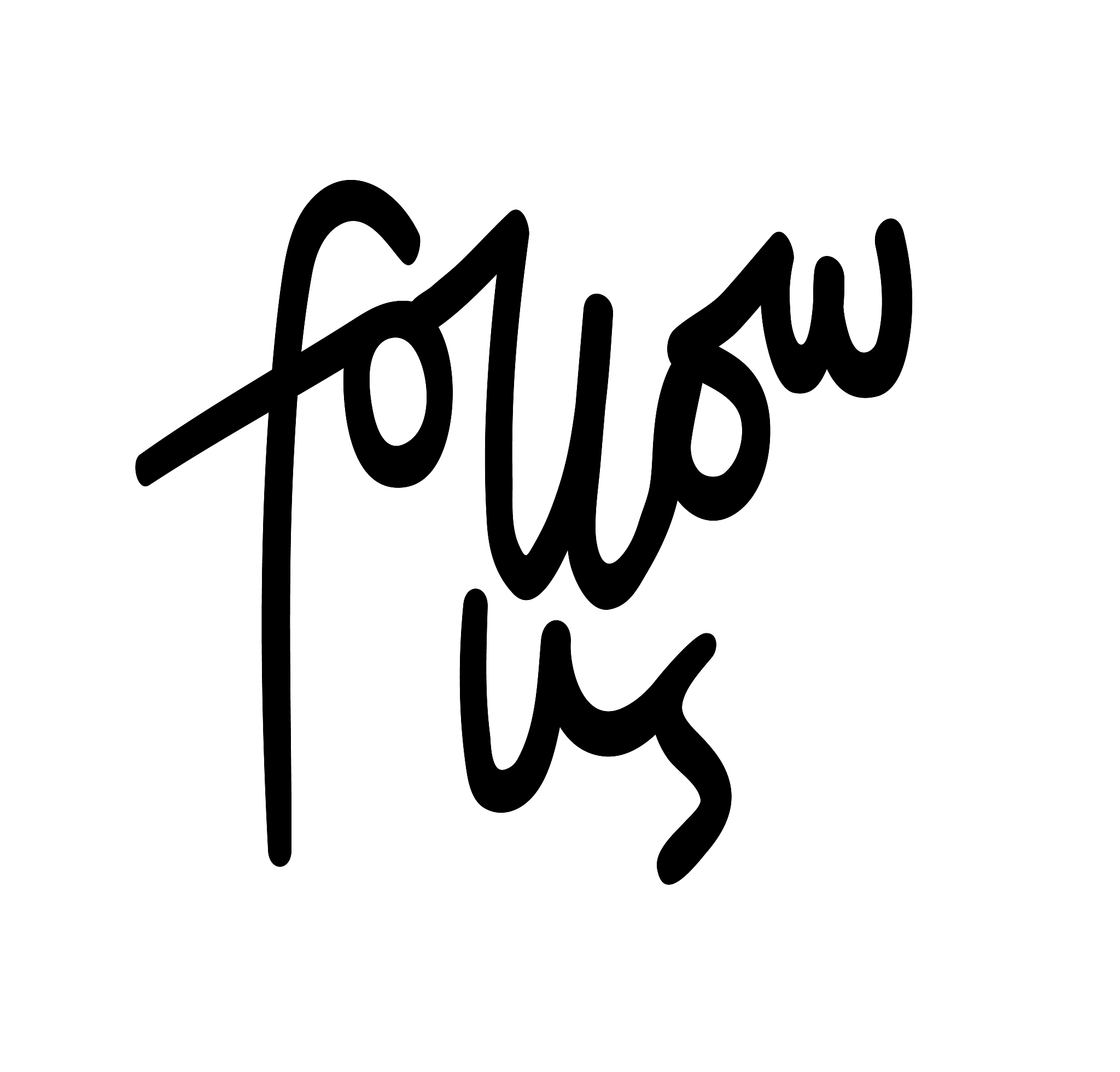 follow us, hand-written permanent marker vector imitation letter