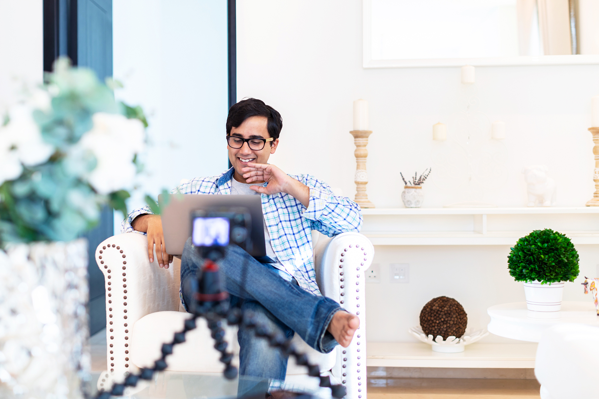 young vlogger at home