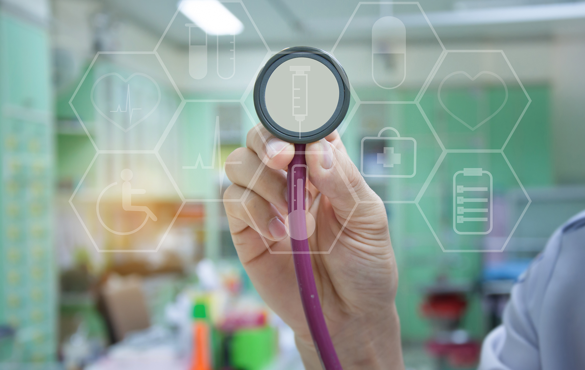 medicine doctor working with modern computer interface as concep