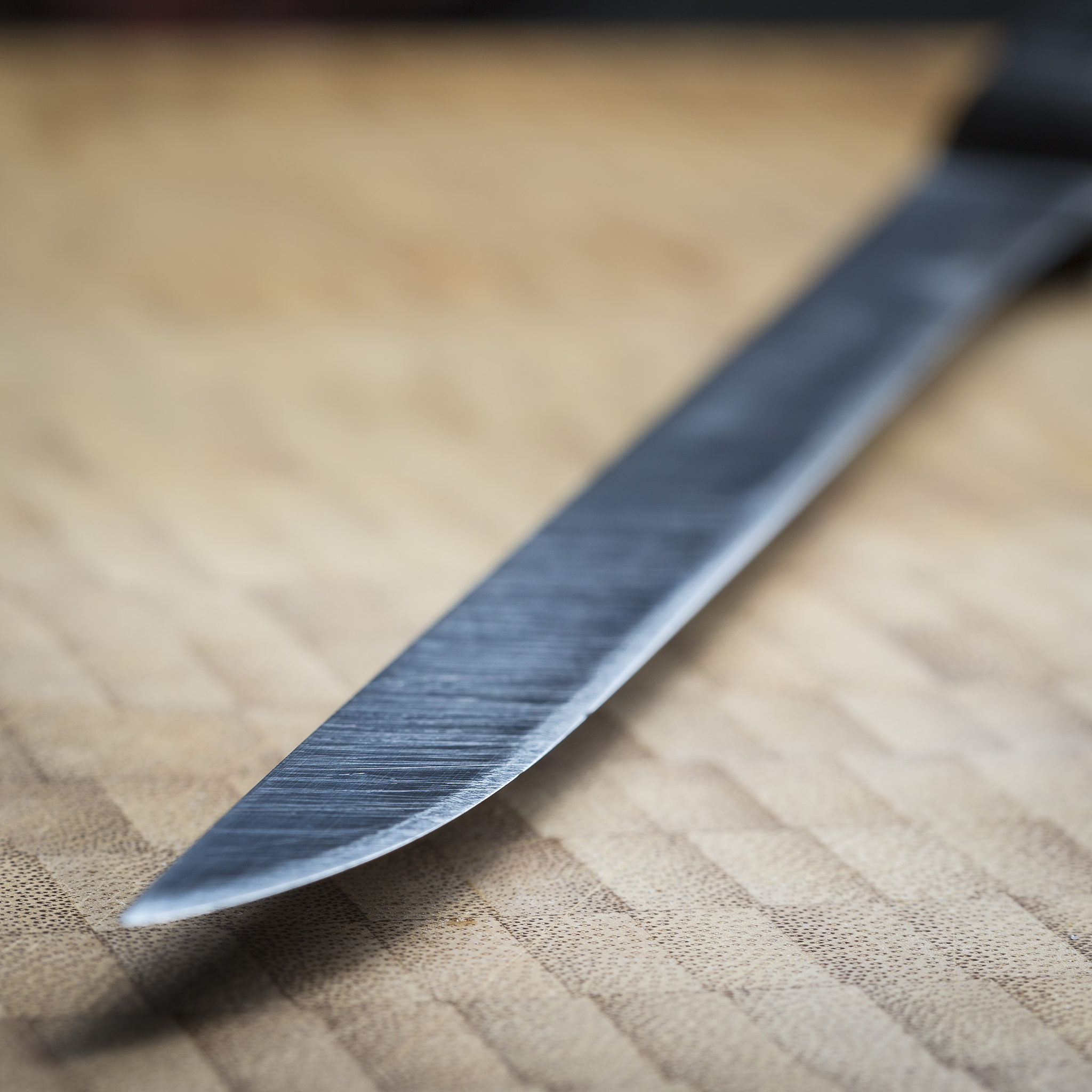 black long sharp edge kitchen knife