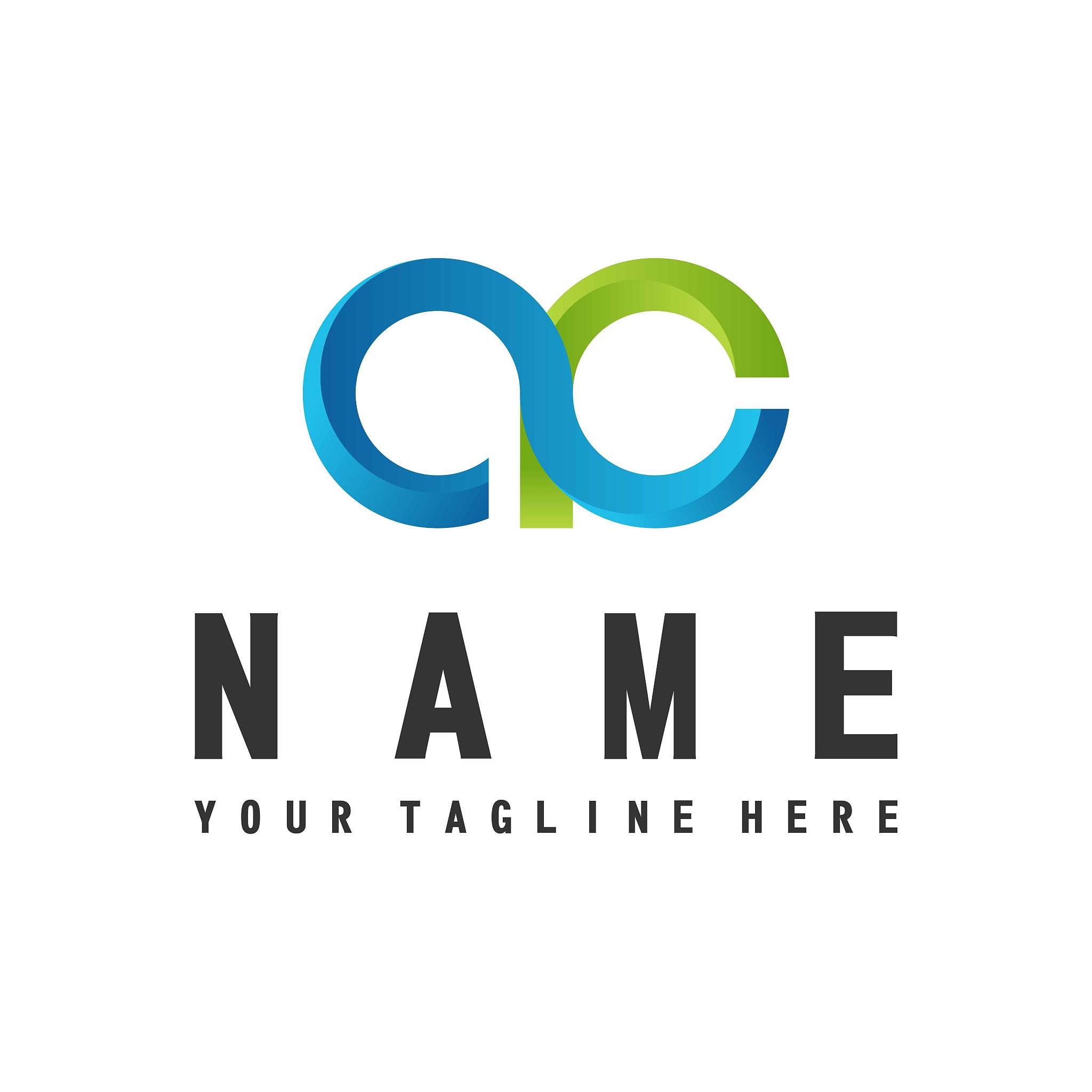 design letters a and c using blue and green gradients