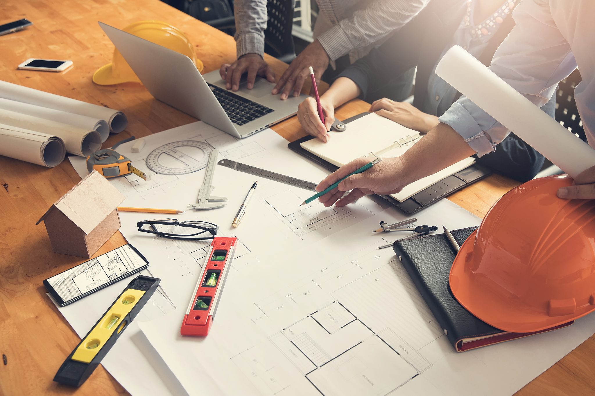 engineer and architect concept, engineer architects office team 
