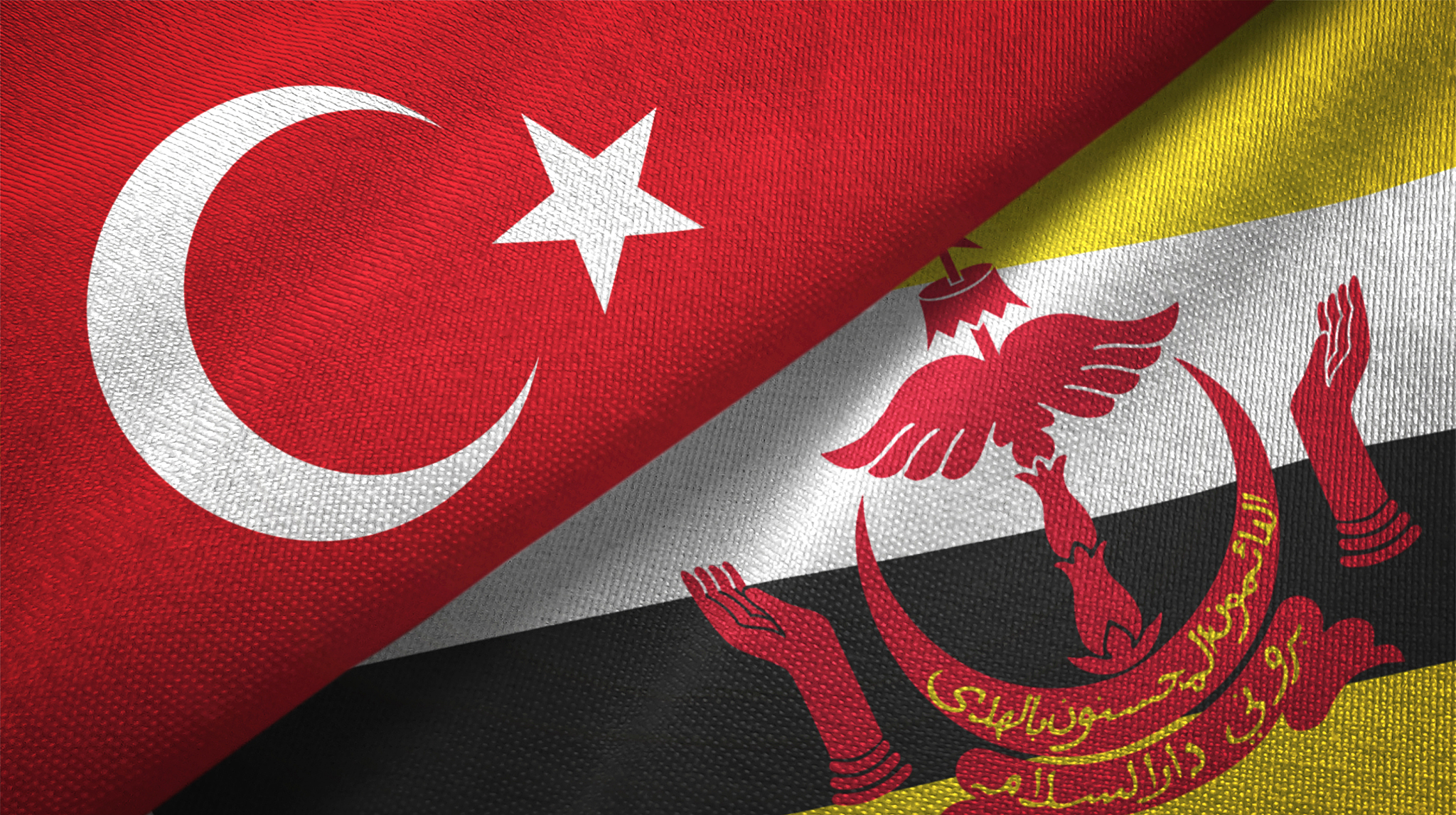 brunei darussalam and turkey two flags together textile cloth fa