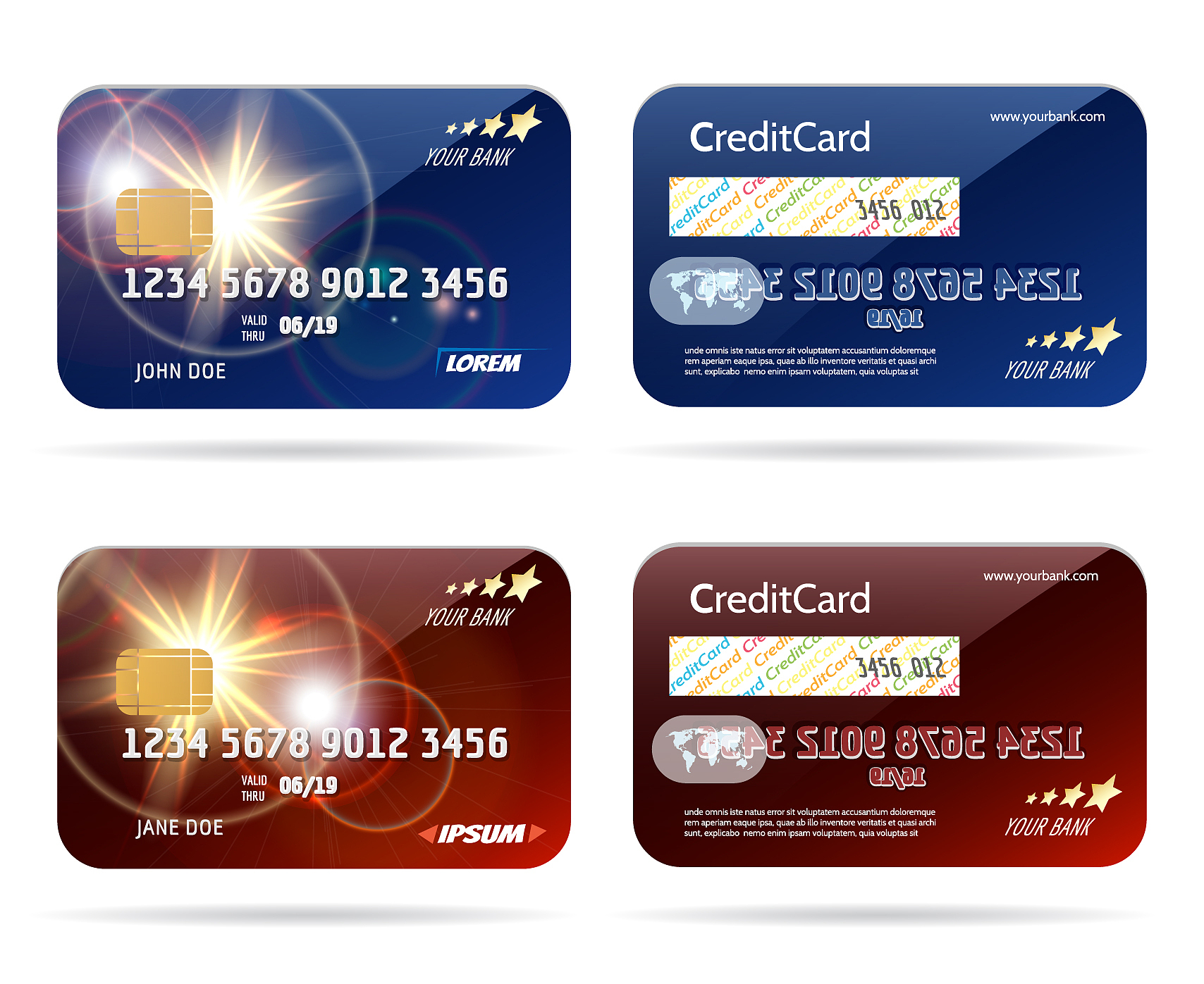 credit card with chip icons