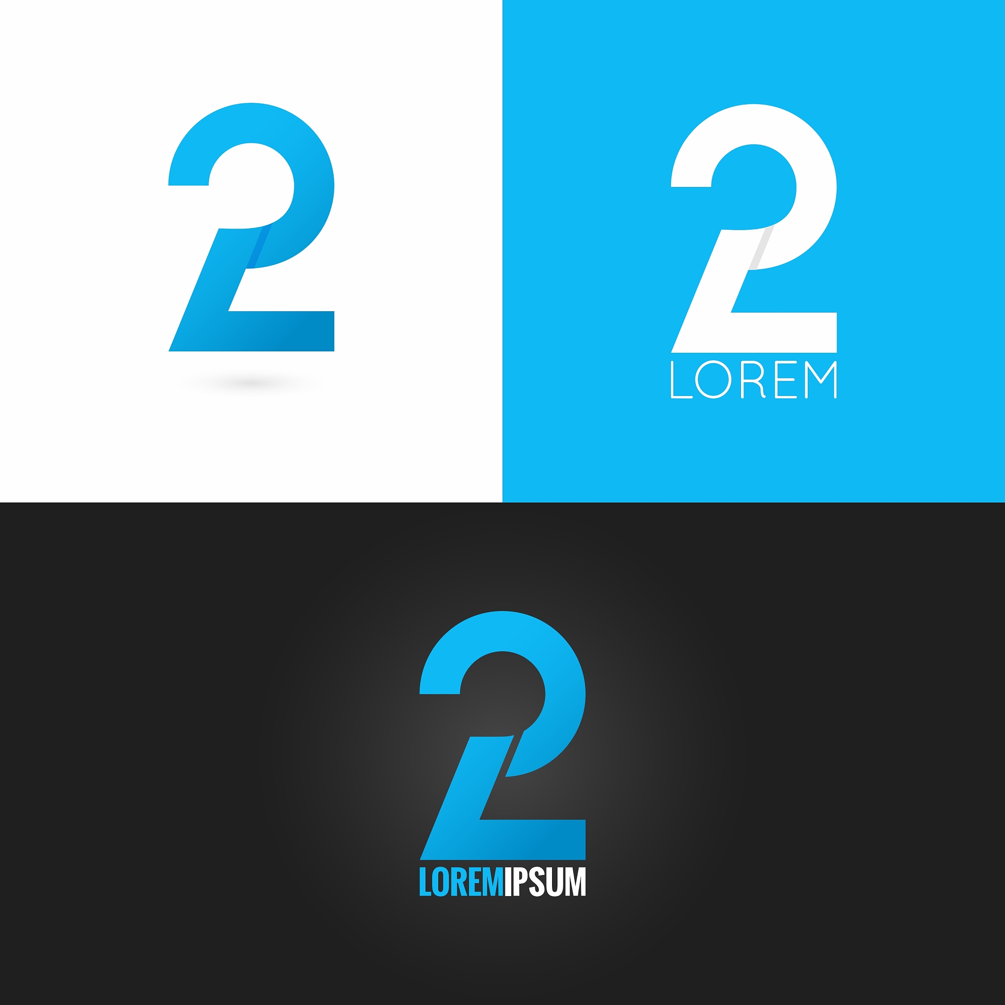 number two 2 logo design icon set background