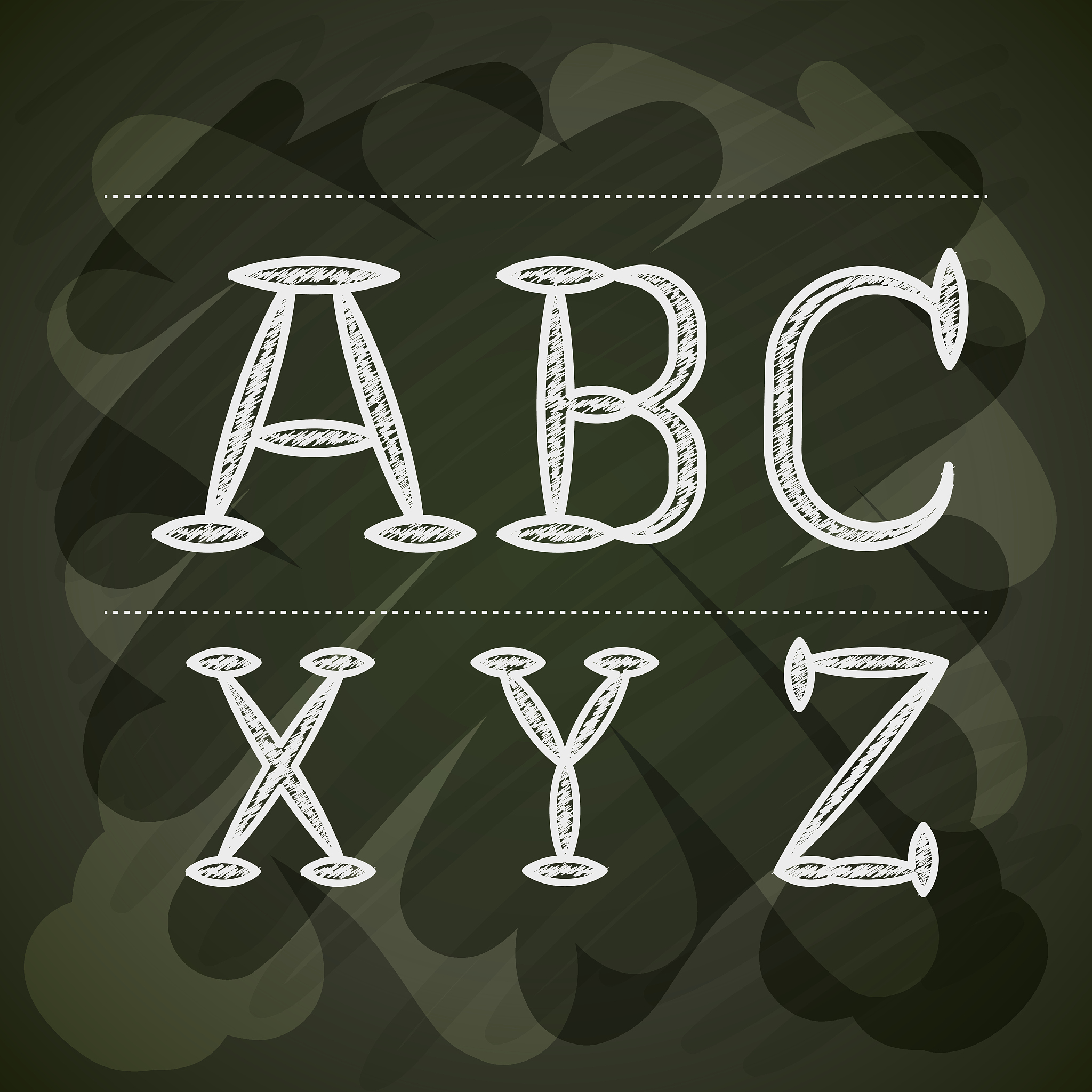 alphabet written on chalk board design
