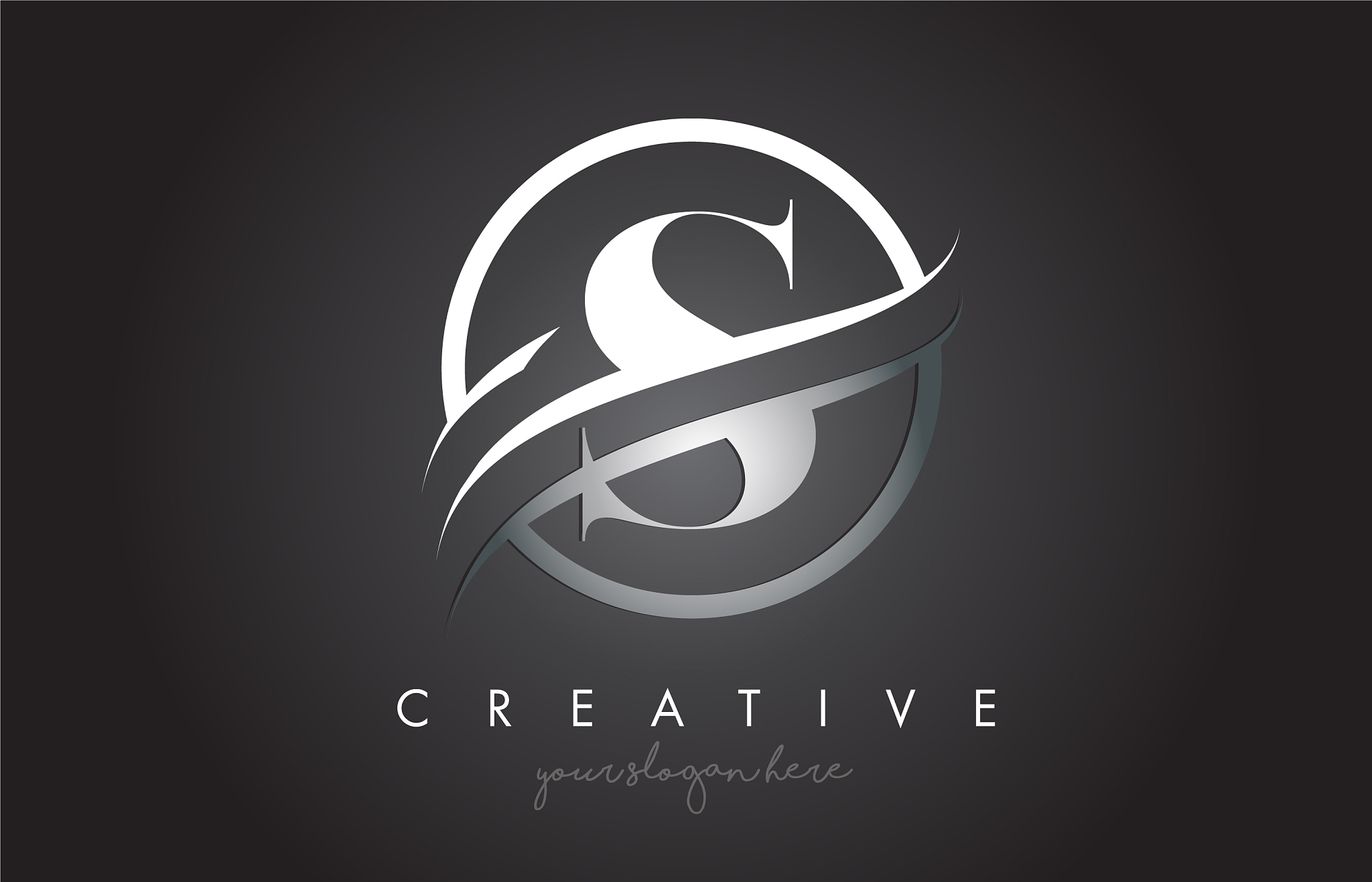 s letter logo design with circle steel swoosh
