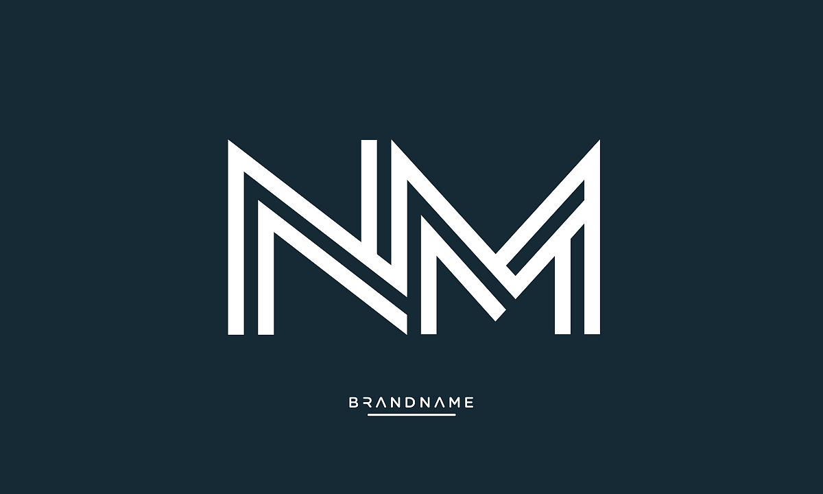 nm或mn字母豪华标志矢量设计