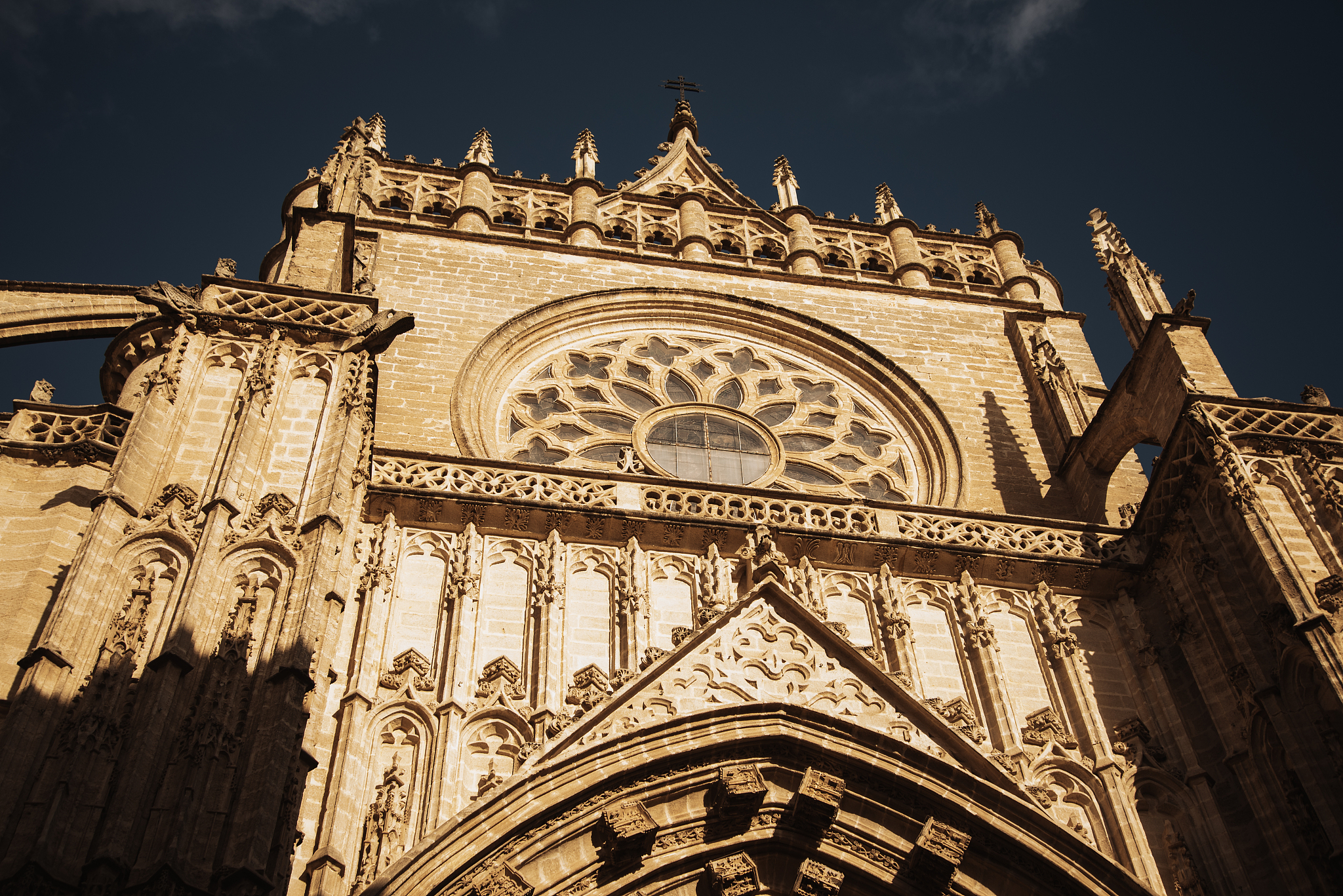 detail of seville cathedral facade.