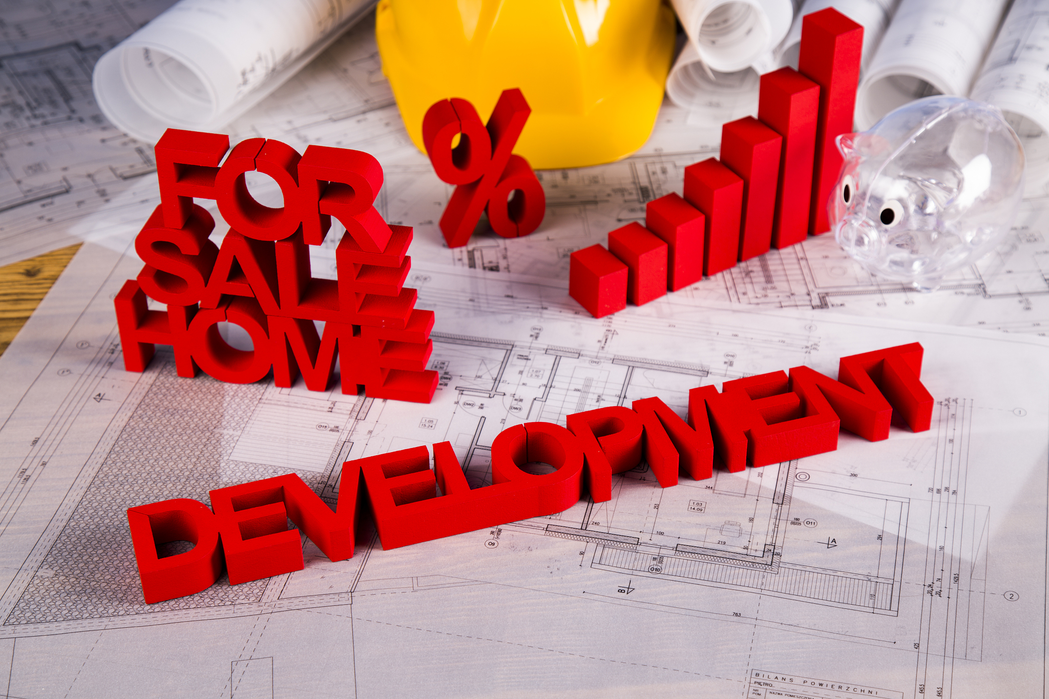 real estate agency concept and blueprints
