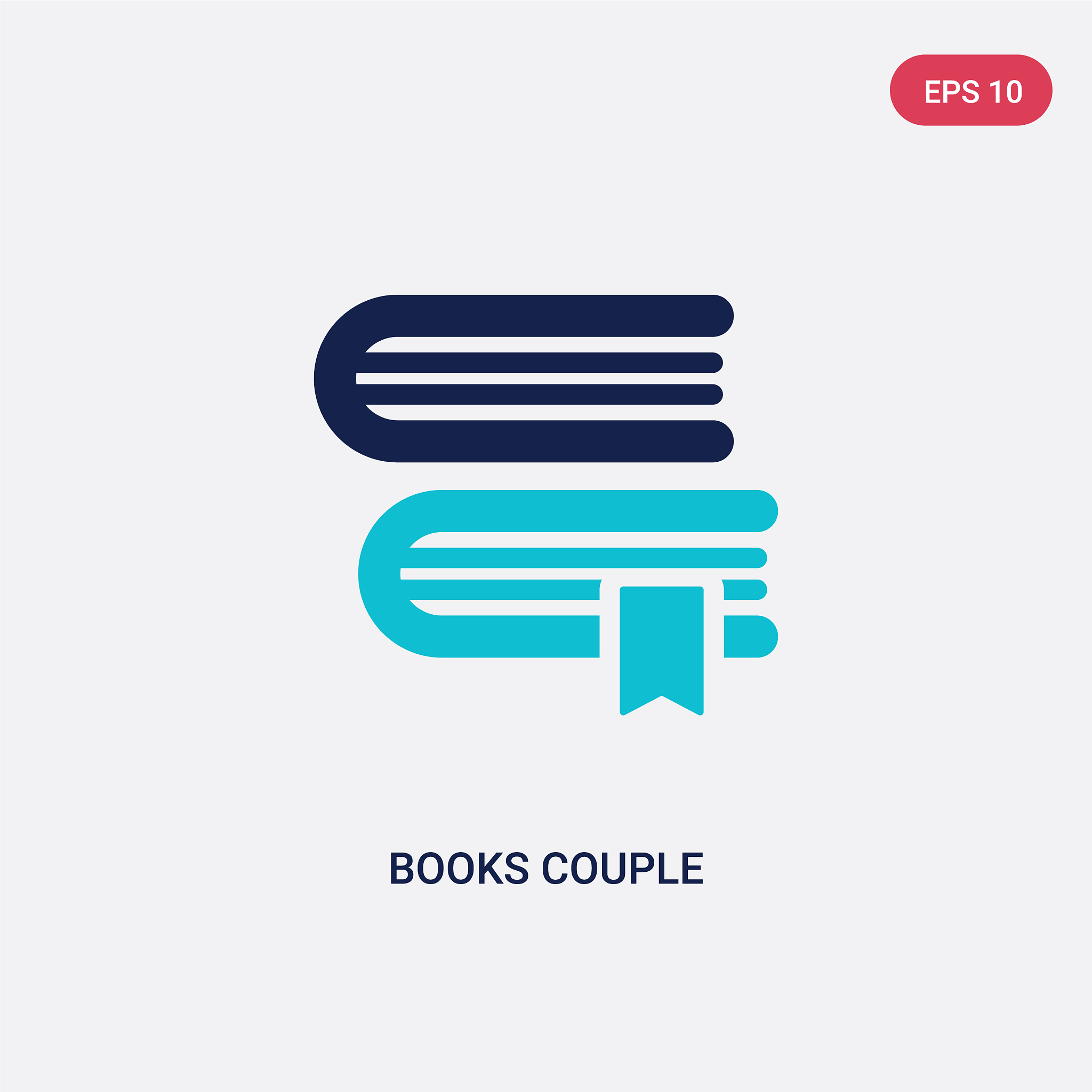 two color books couple icon from education