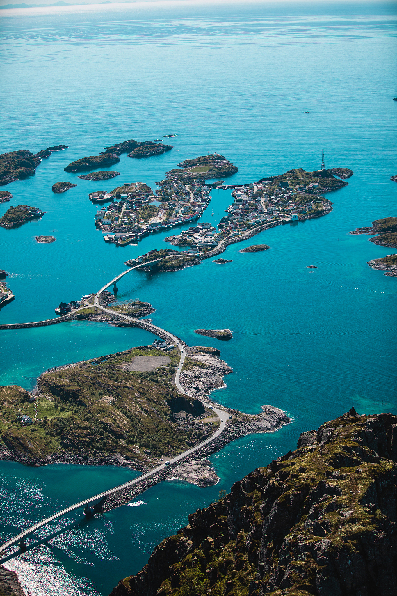 high angle view of bay and rocks