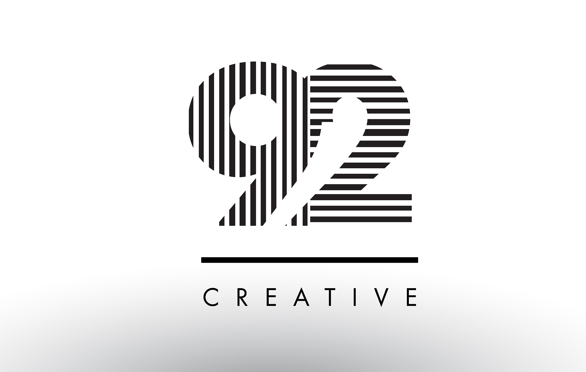 92 black and white lines number logo design