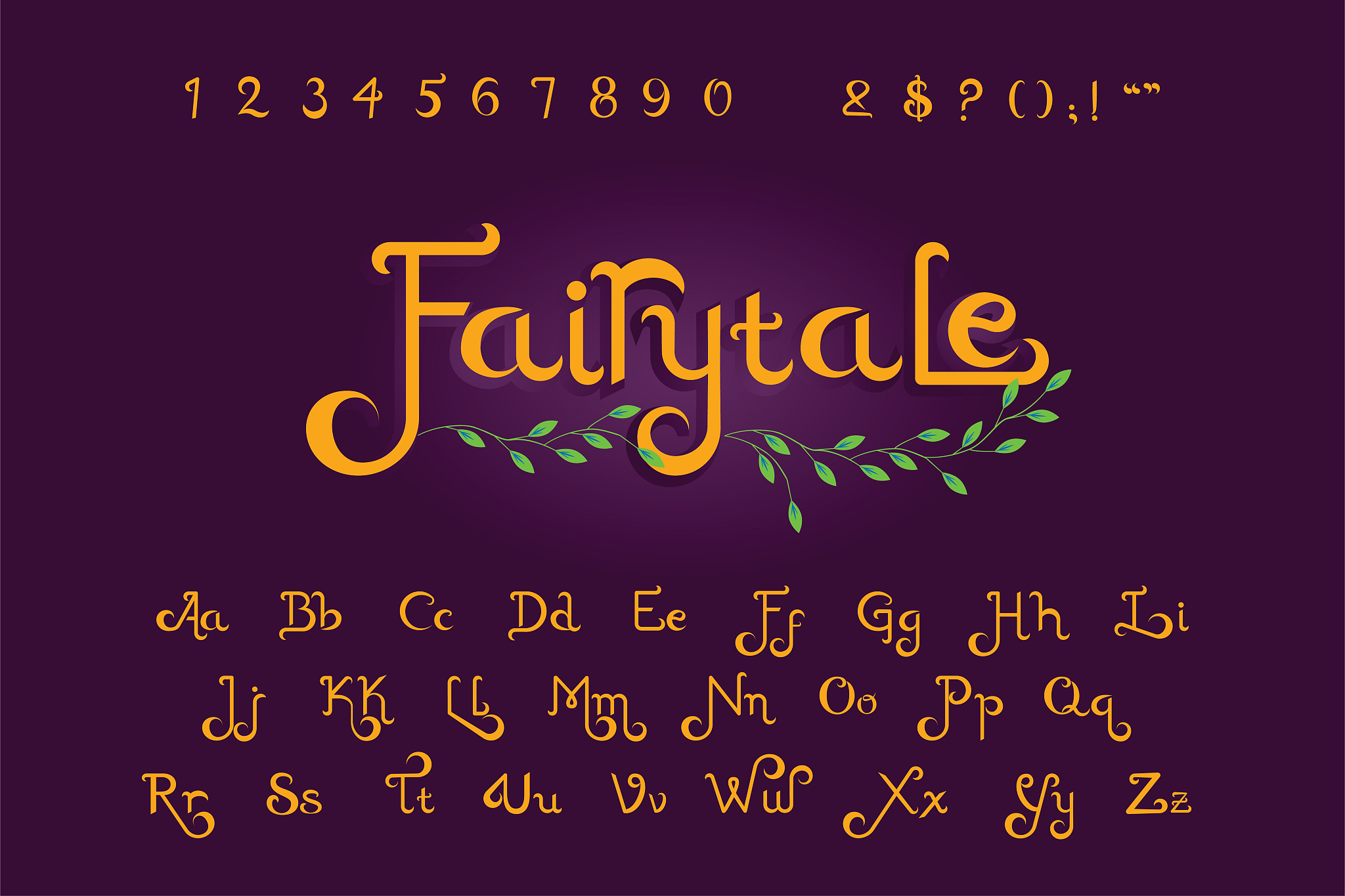 hand drawn alphabet with fantasy theme
