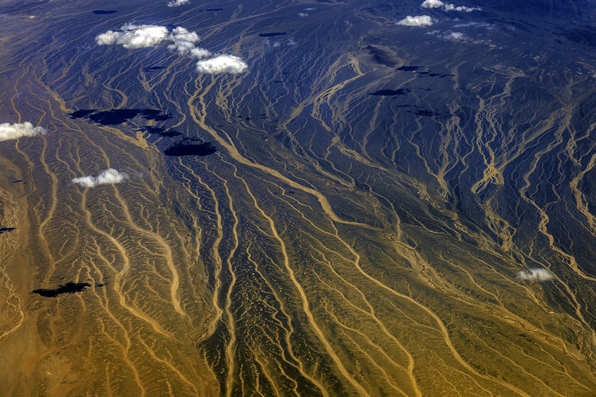 aerial view of tibet and taklamakan desert in china,central asia