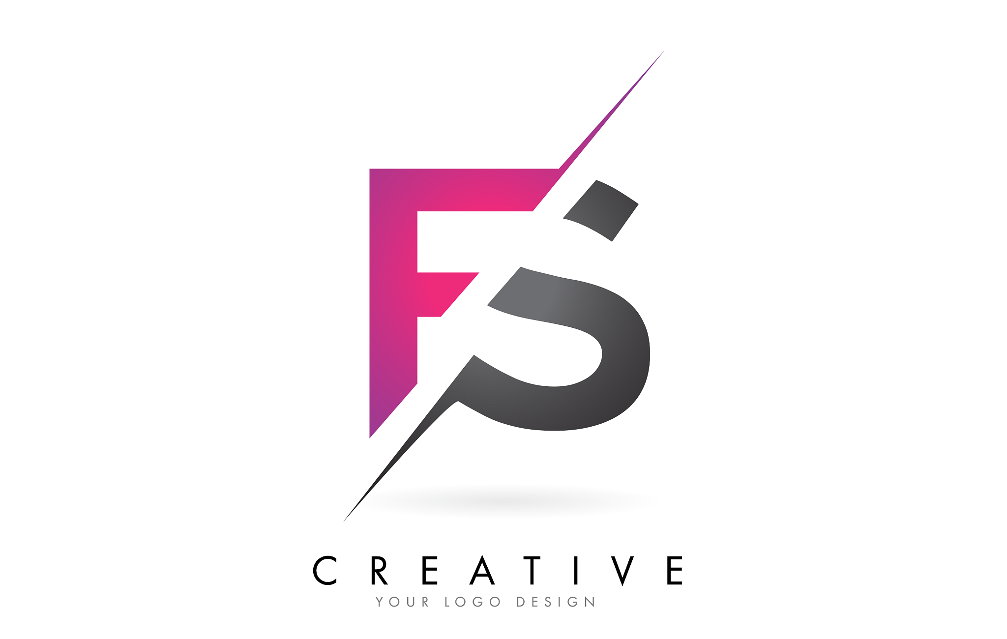 fs f s letter logo with colorblock design and