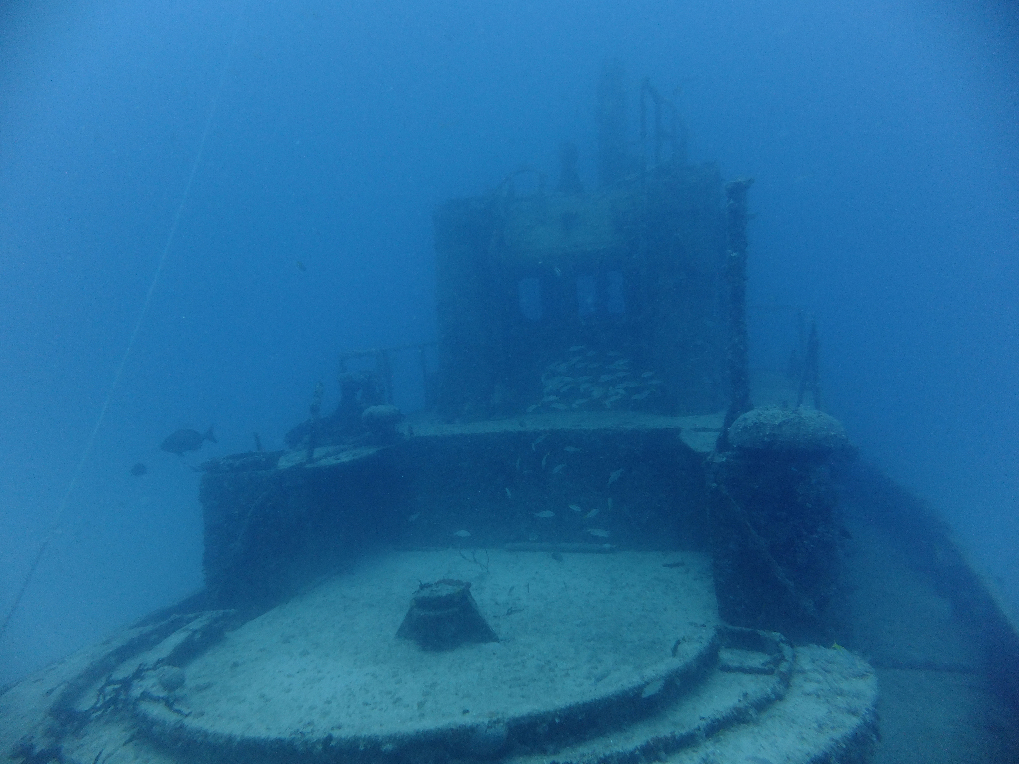 on a deck of a sunken ship