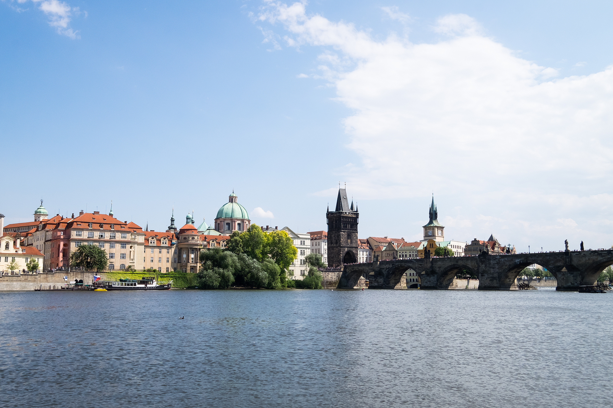 riverside view of prague, czech republic