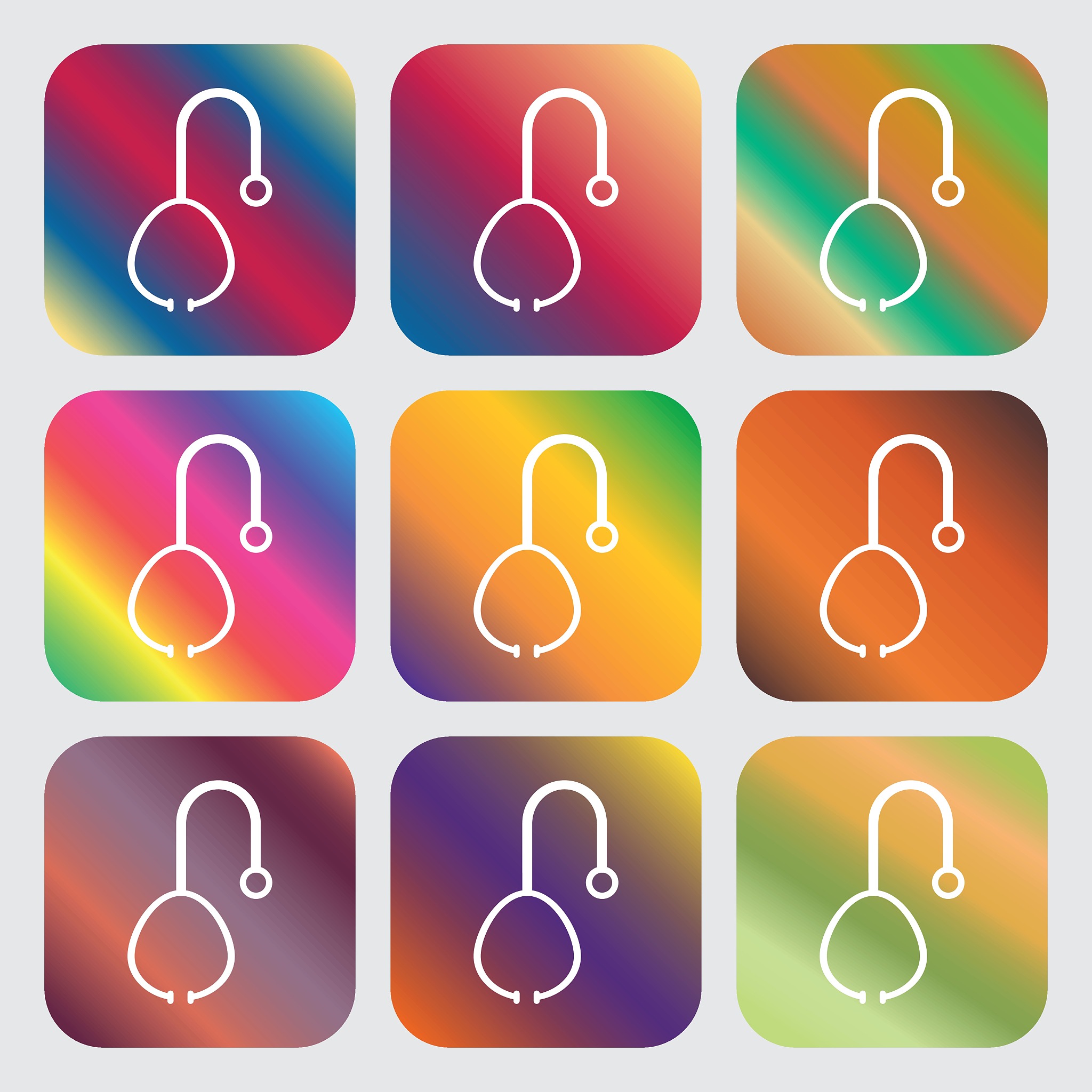 stethoscope icon . nine buttons with bright gradients for beauti