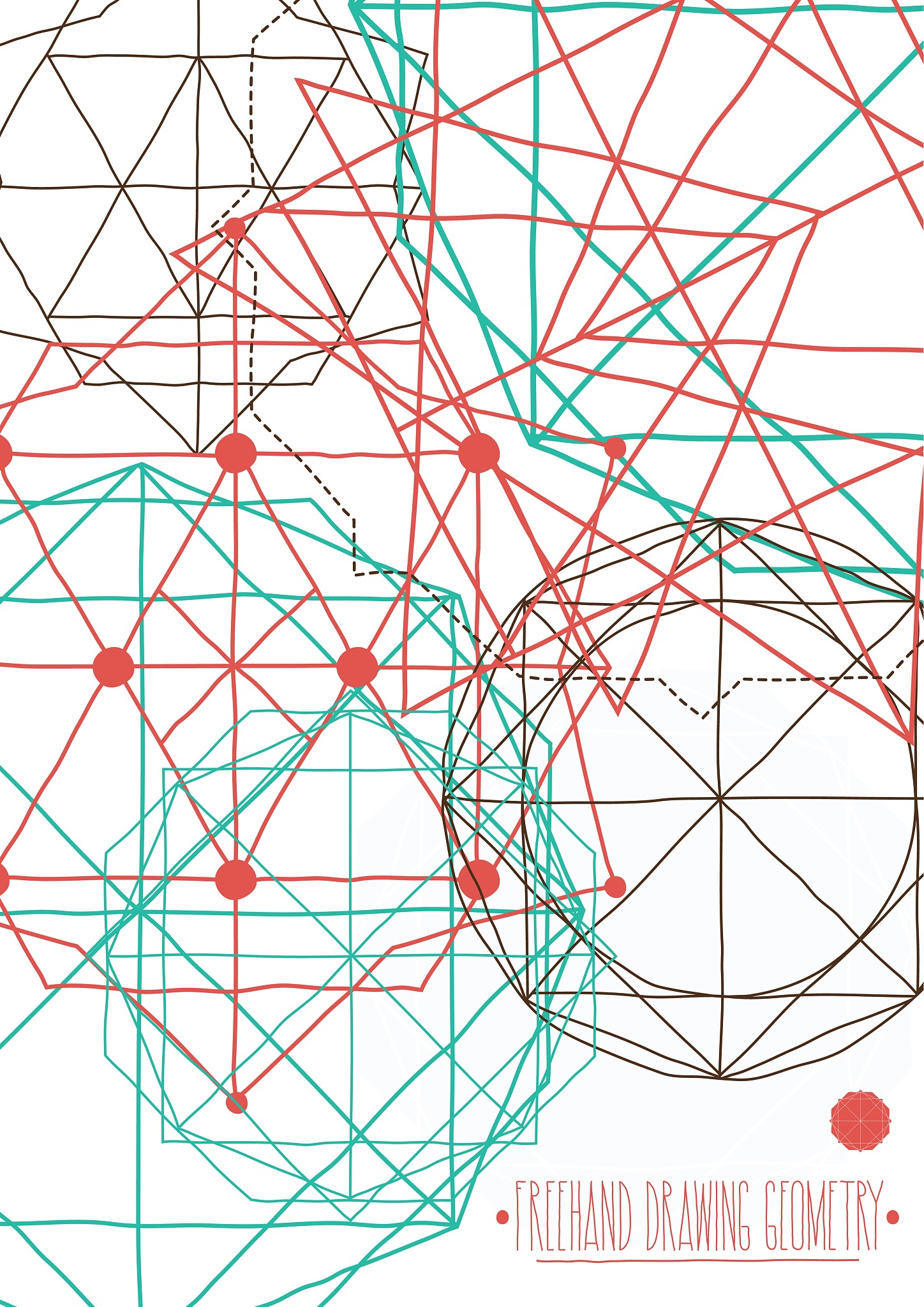 simple background, poster with abstract geometric figures, lines