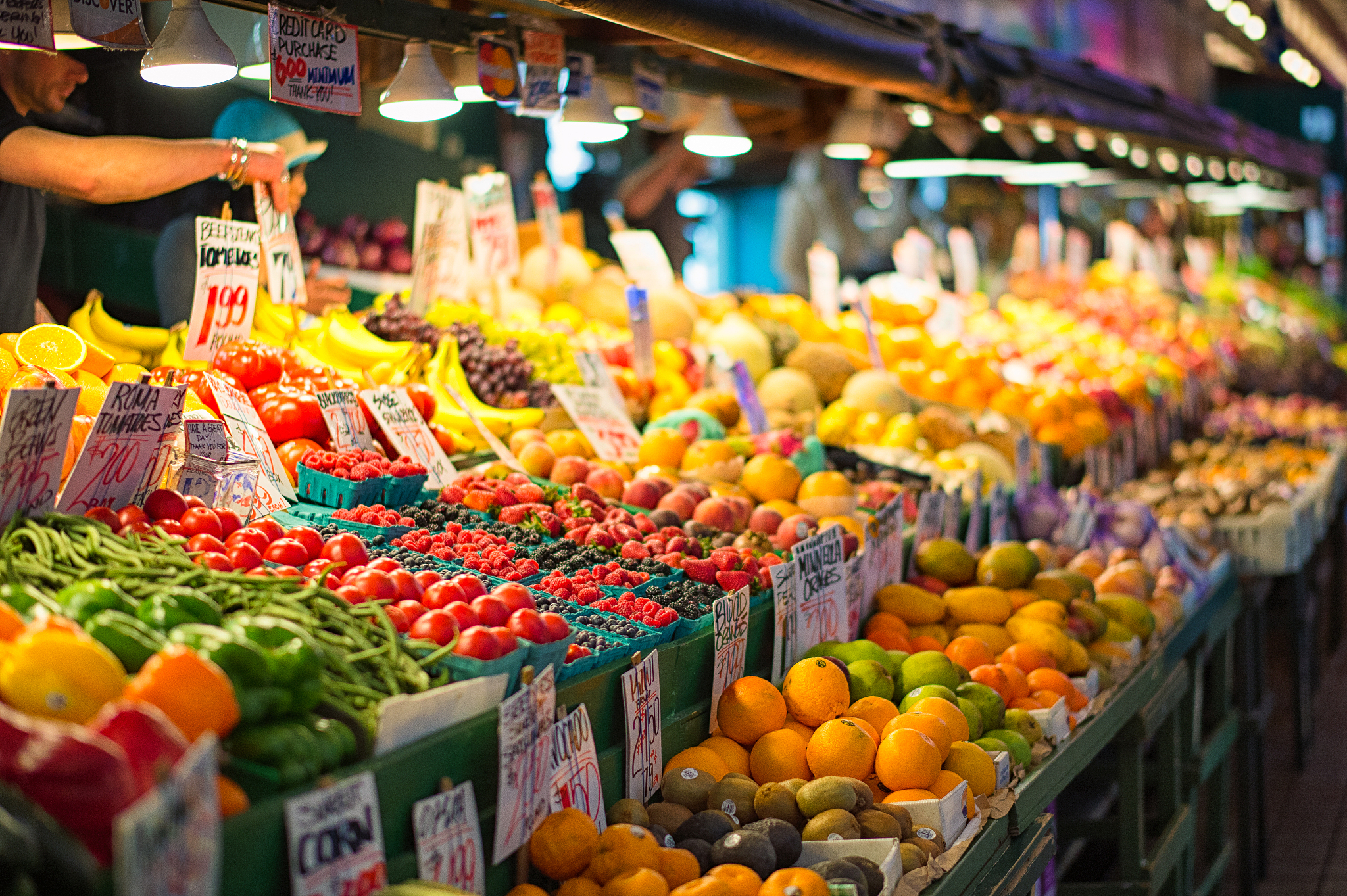 fresh fruits at seattle old farmer's market