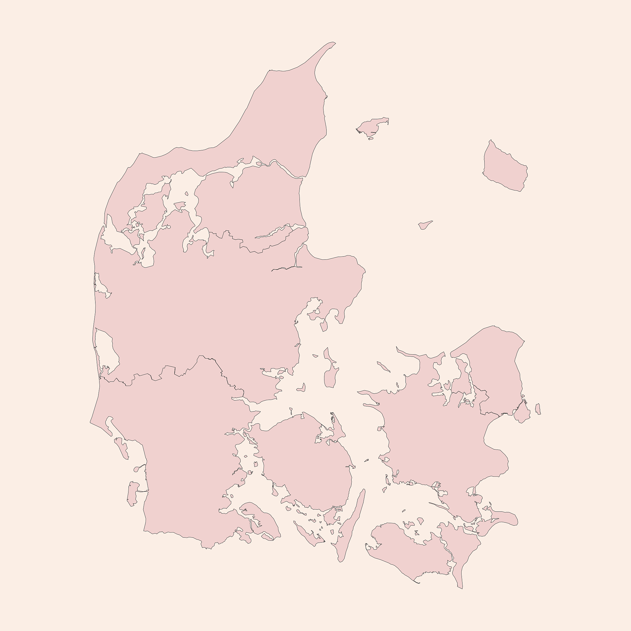 denmark political provinces map. vintage pink shade background.