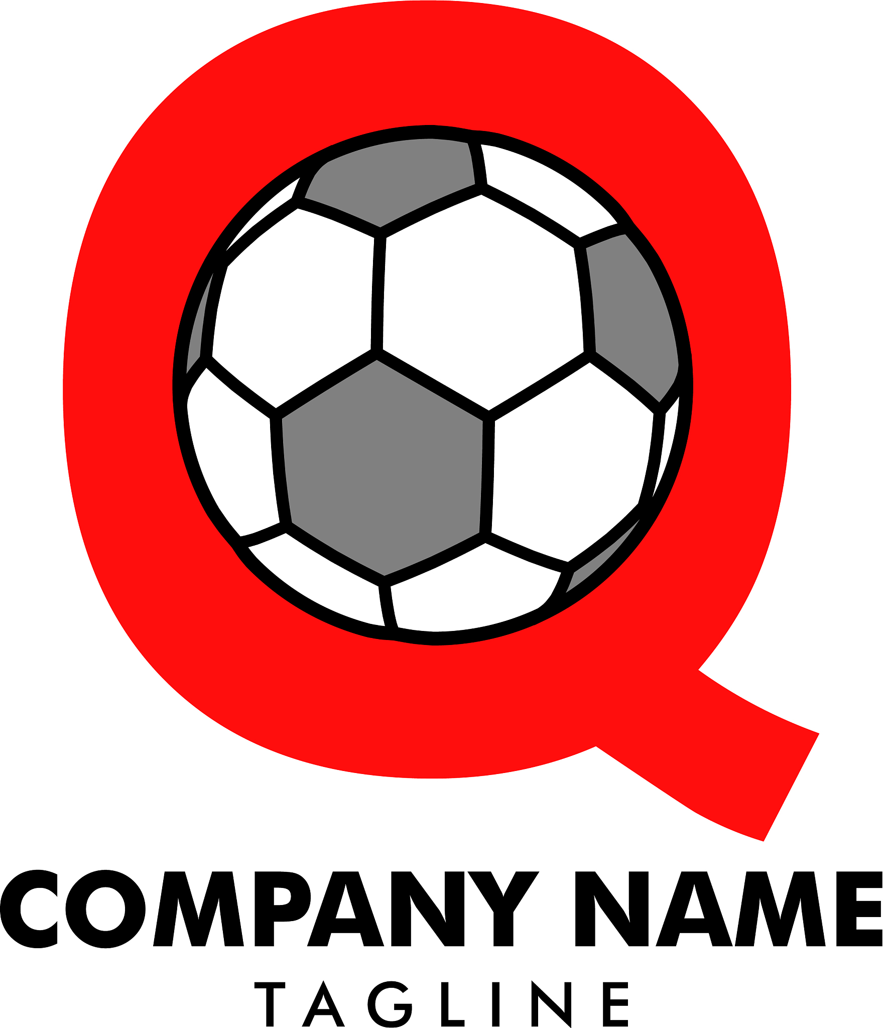 q letter logo football ball logo design