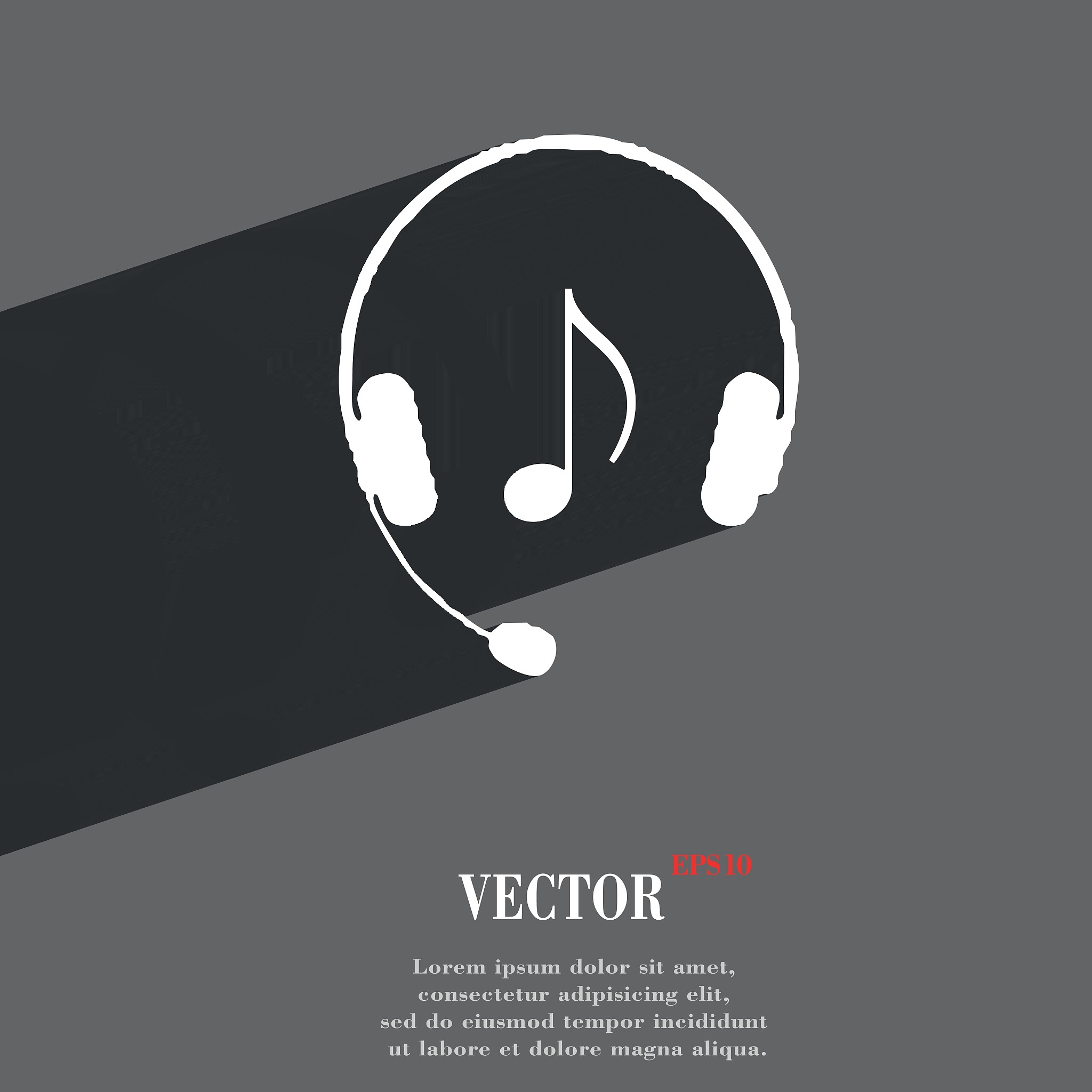 headsets icon symbol flat modern web design with long shadow and