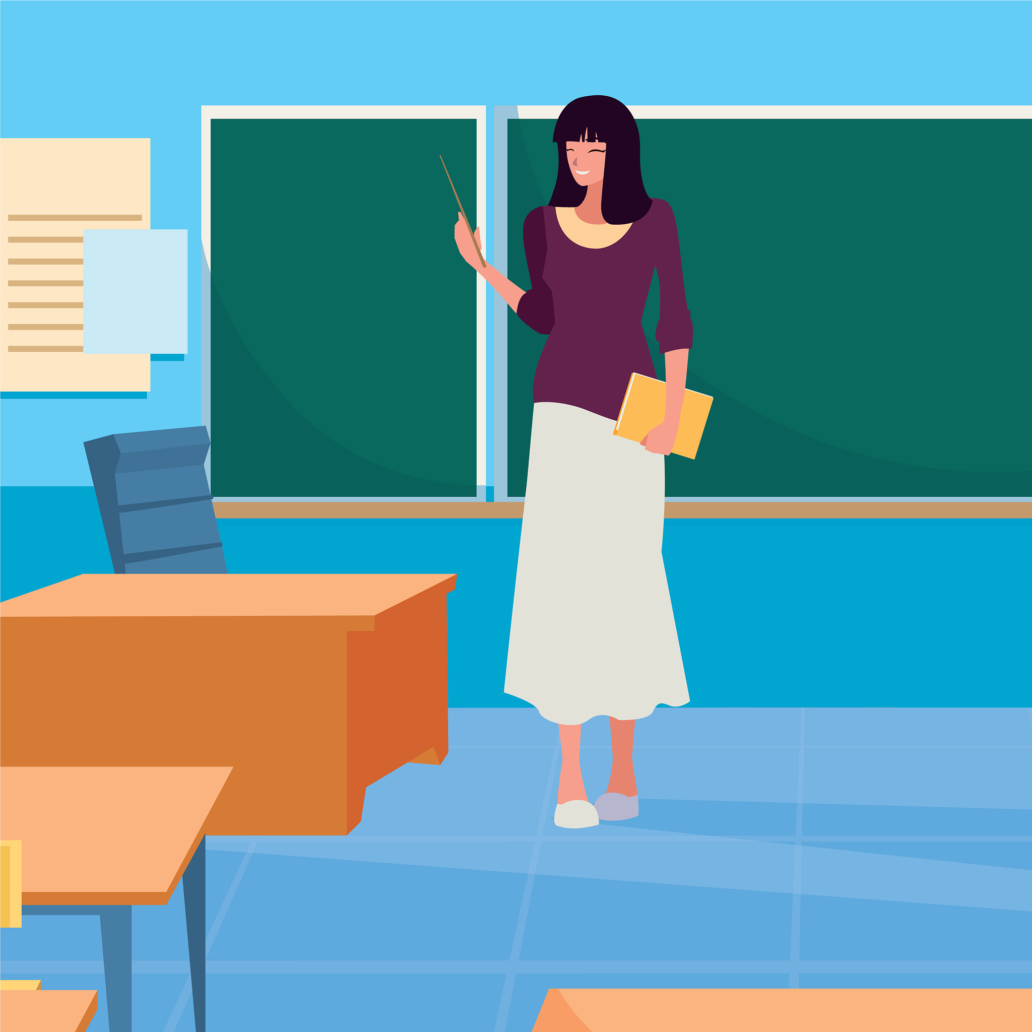 female teacher in classroom character