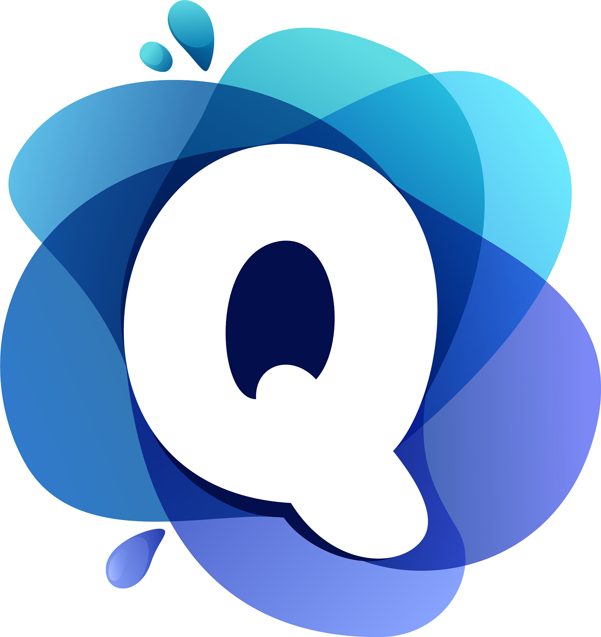 letter q pure water logo swirling overlapping