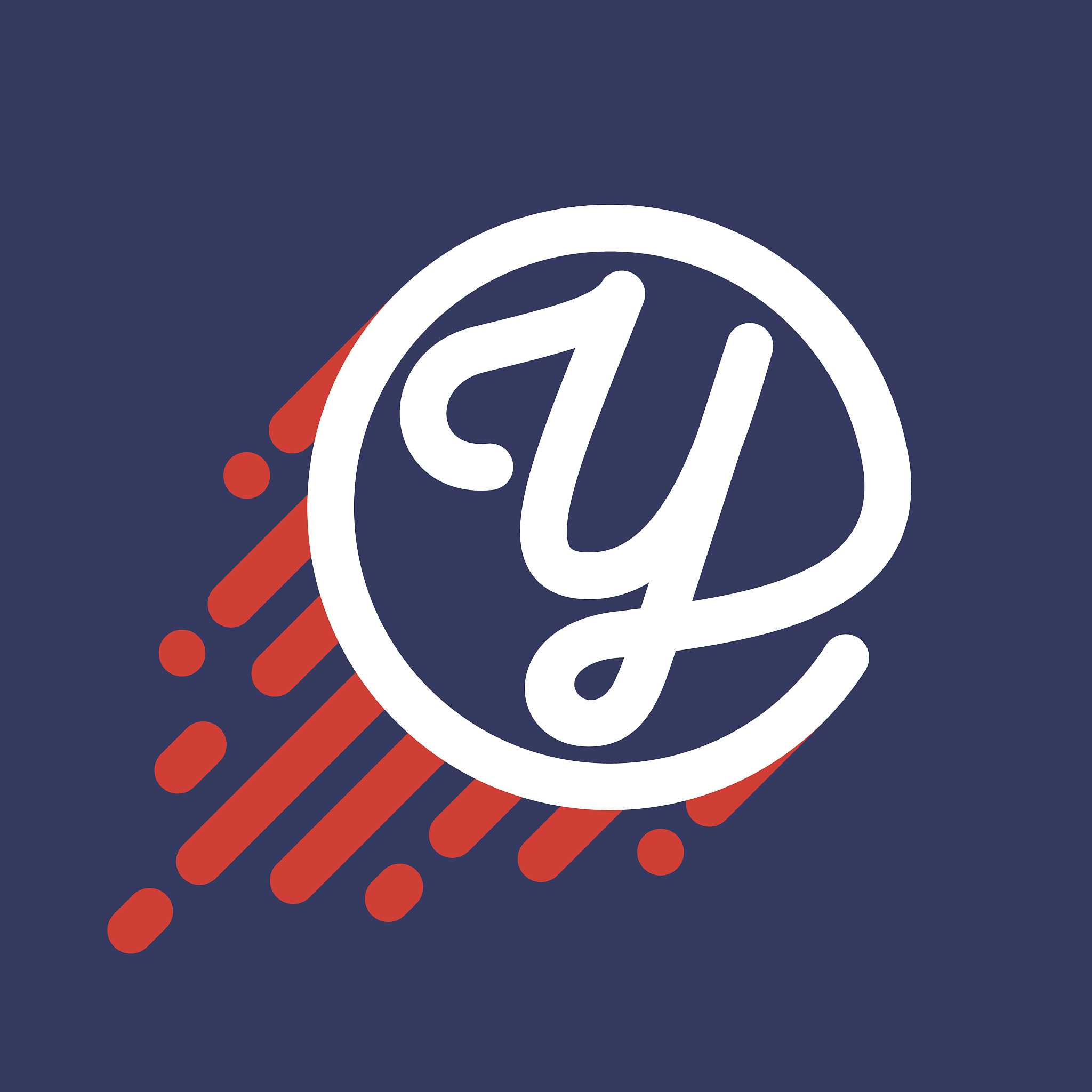 y letter icon in circle with speed line.