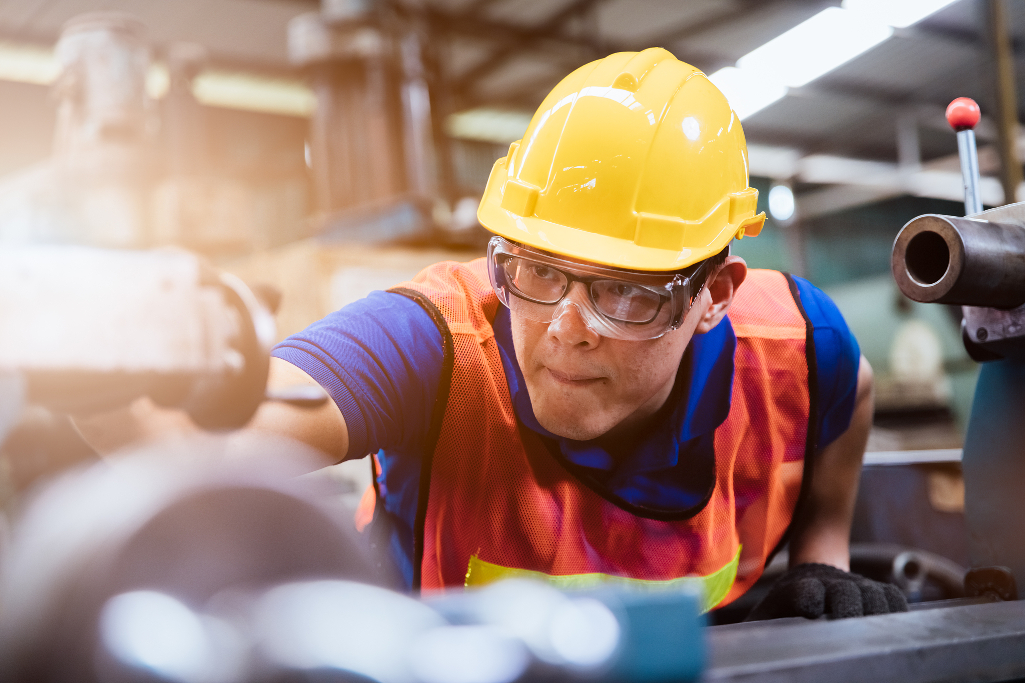 industry factory maintenance engineer wearing uniform and safety