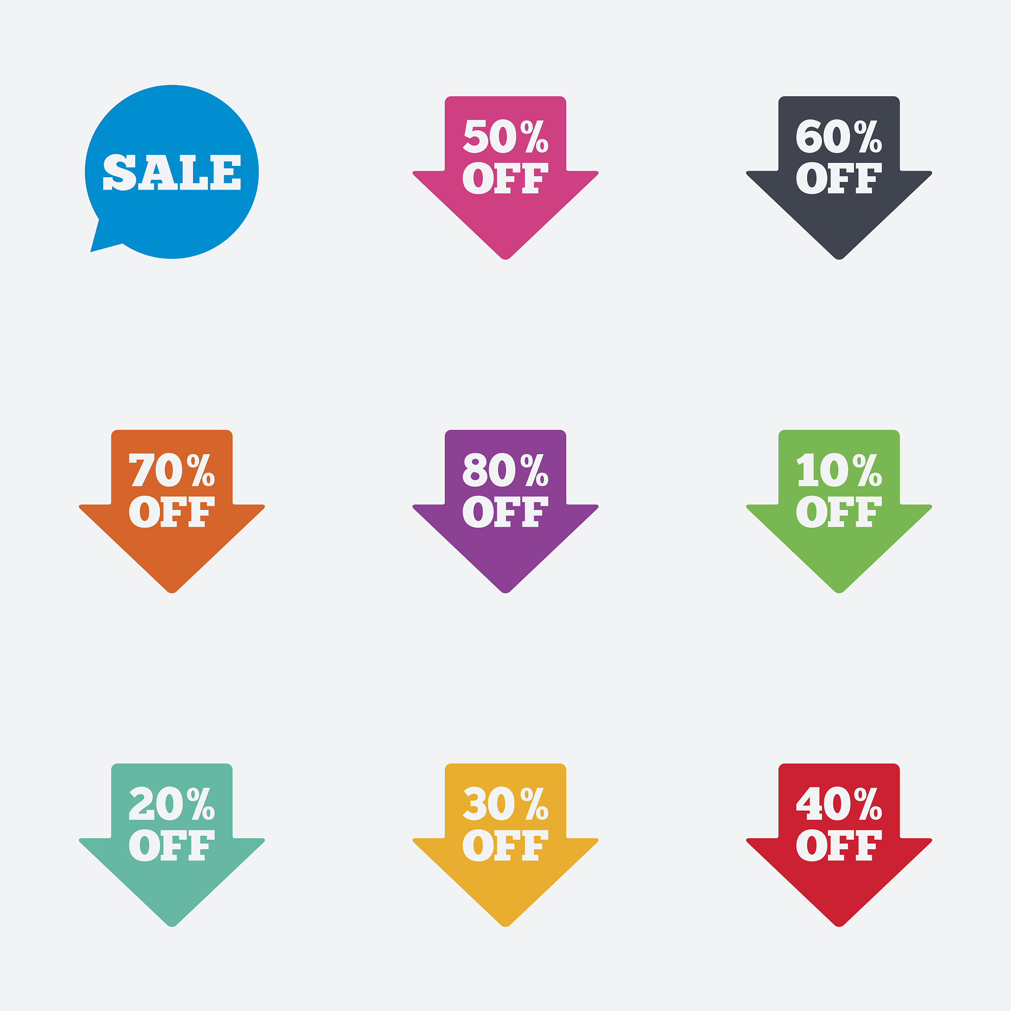 sale discounts icons. special offer signs.