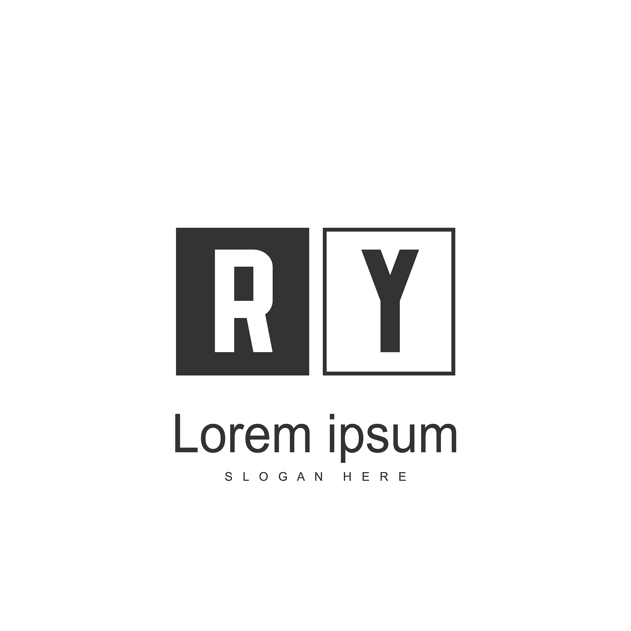 initial ry logo template minimalist letter logo
