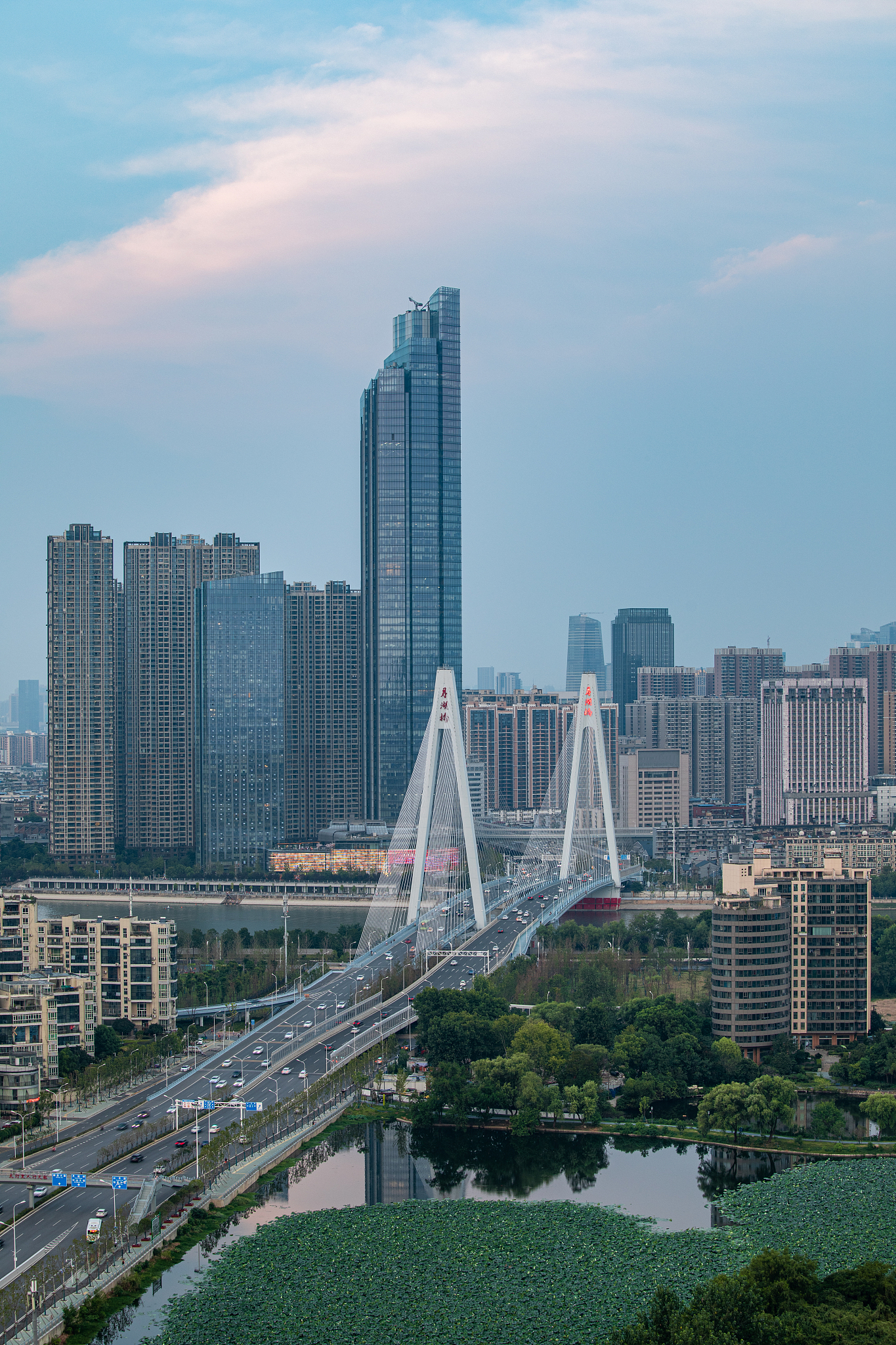 武汉月湖桥与越秀金融中心