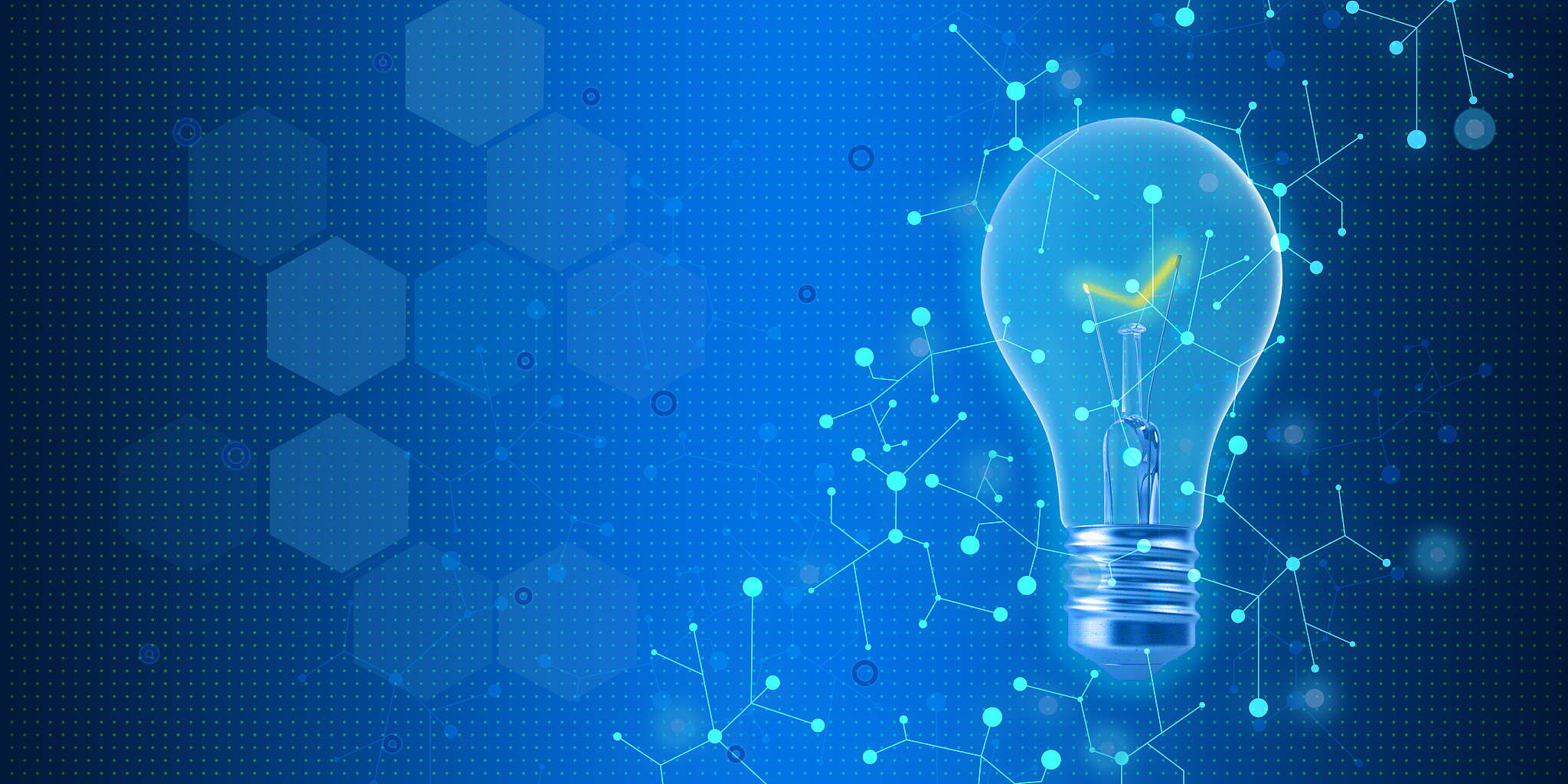 technology related objects on blue background