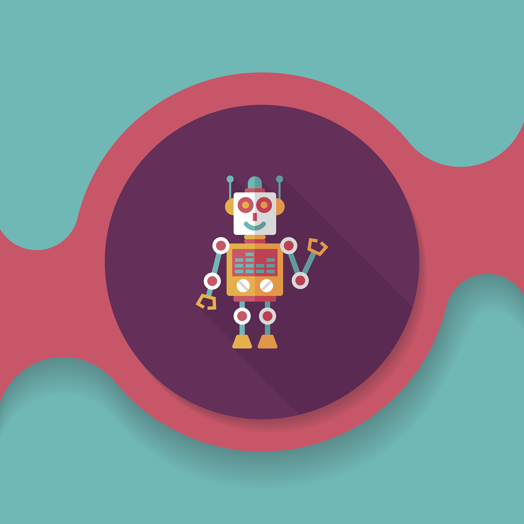 robot concept flat icon with long shadow,eps10