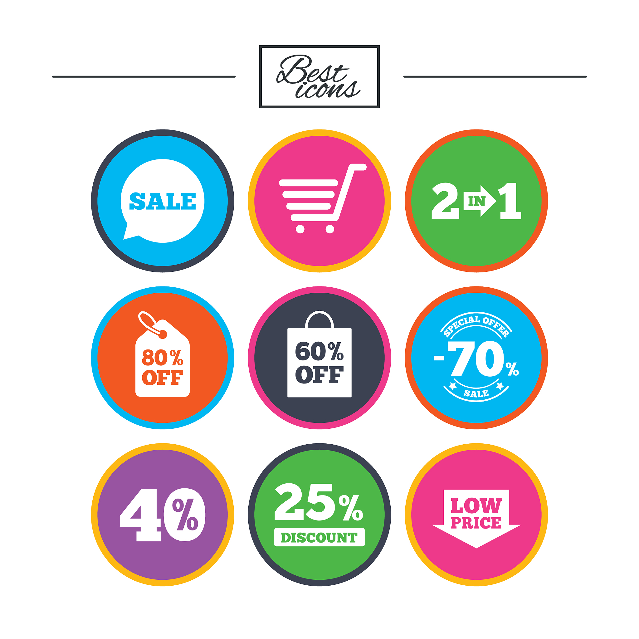 sale discounts icon shopping deal signs