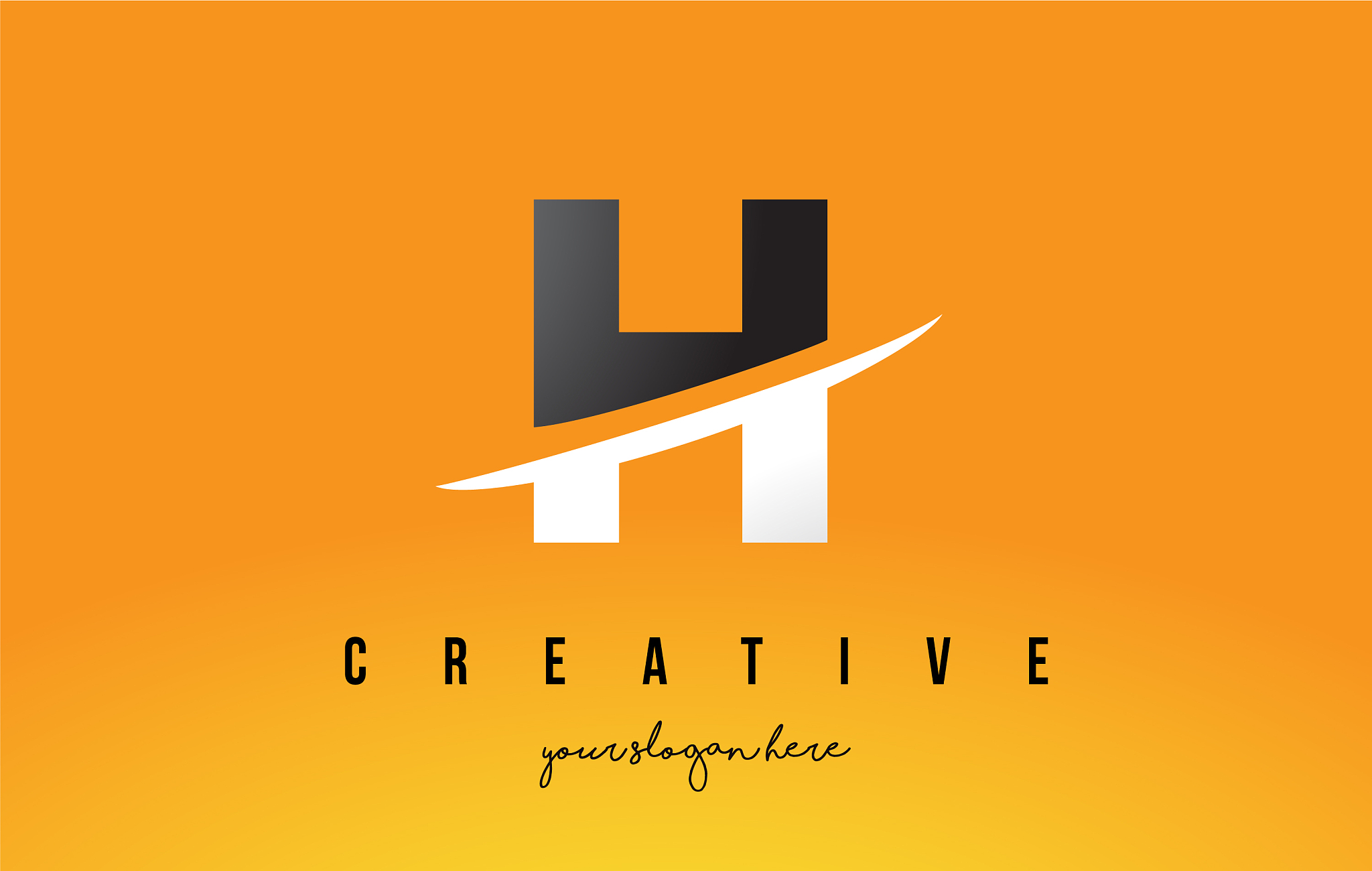 h letter modern logo design with yellow