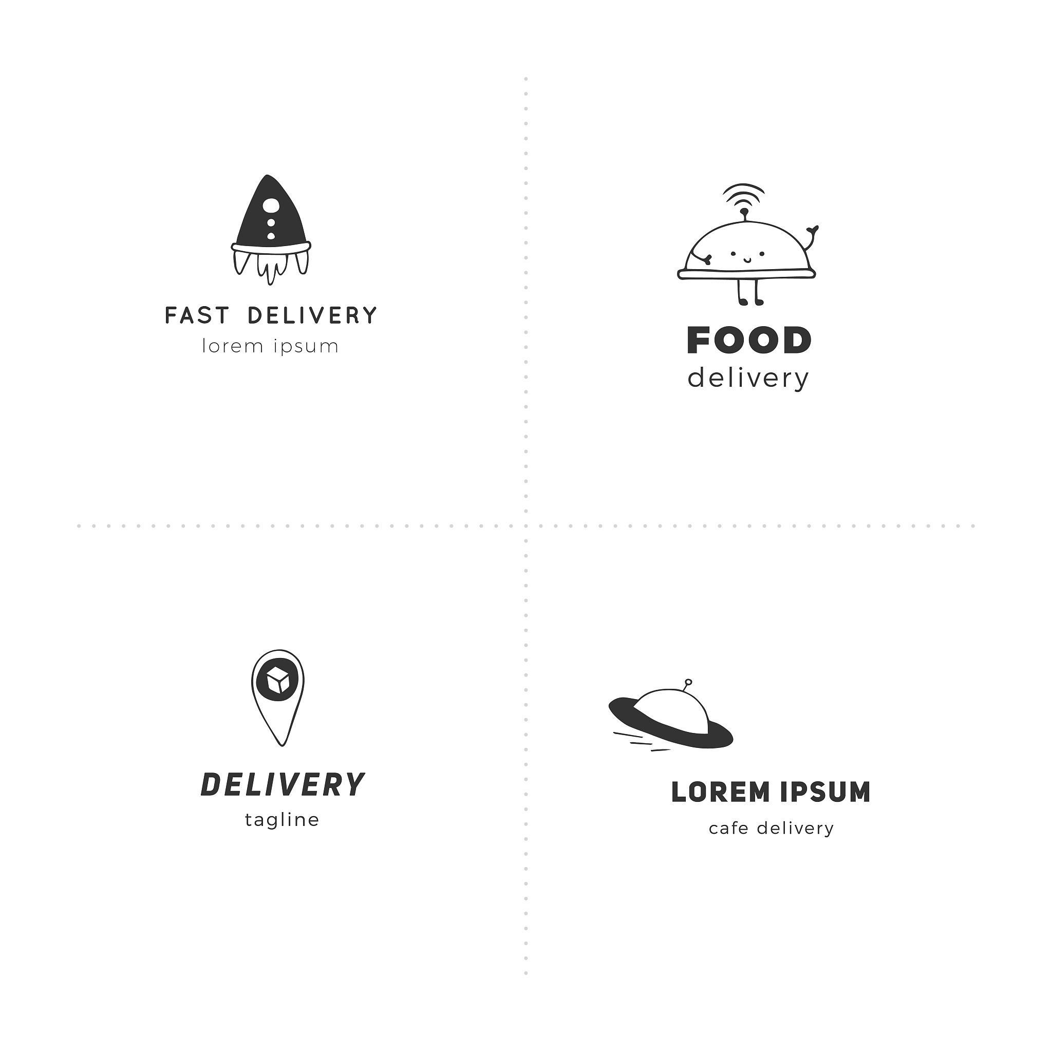 express mail, fast delivery vector elements. set of hand drawn b