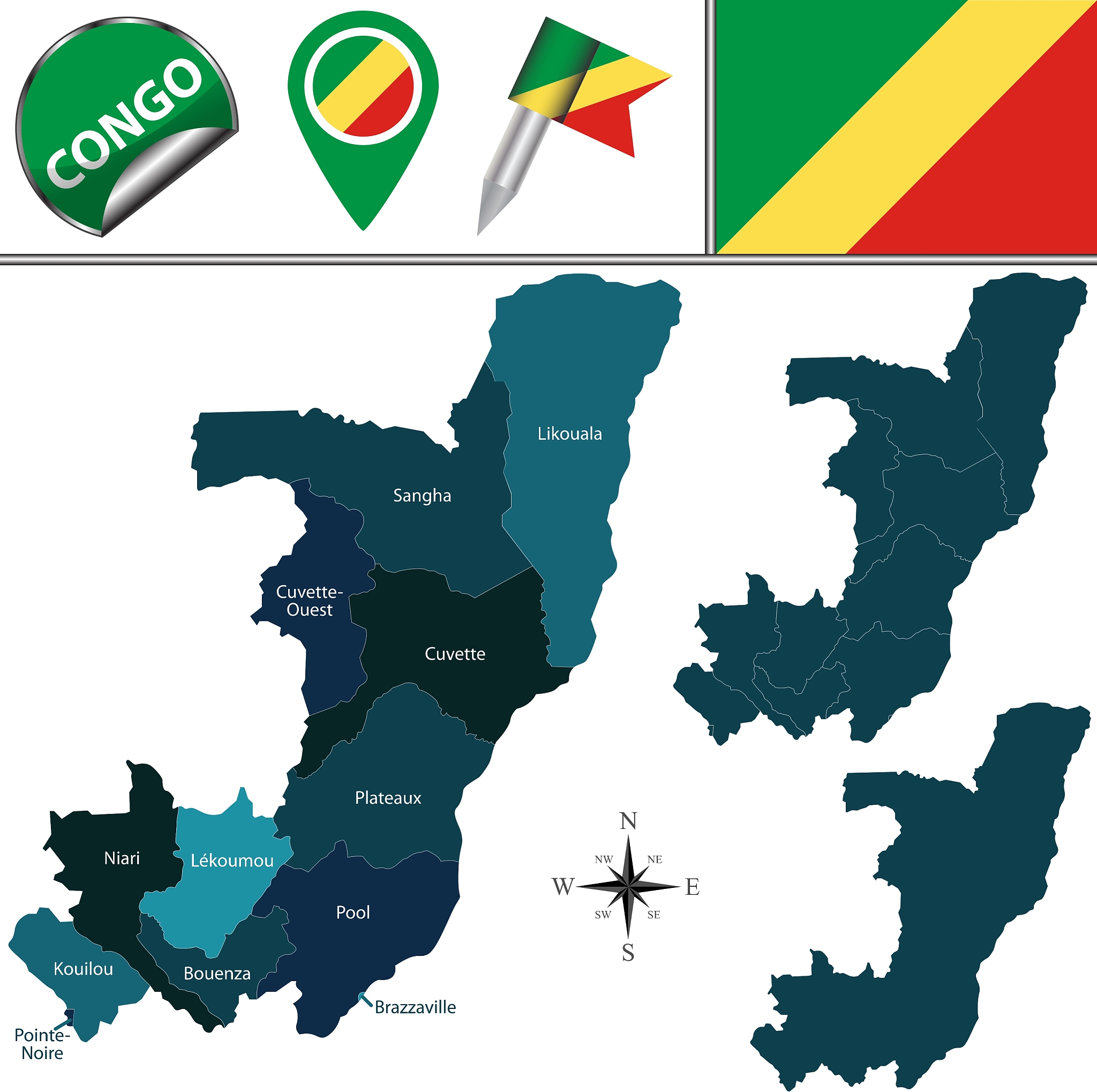congo map with named divisions