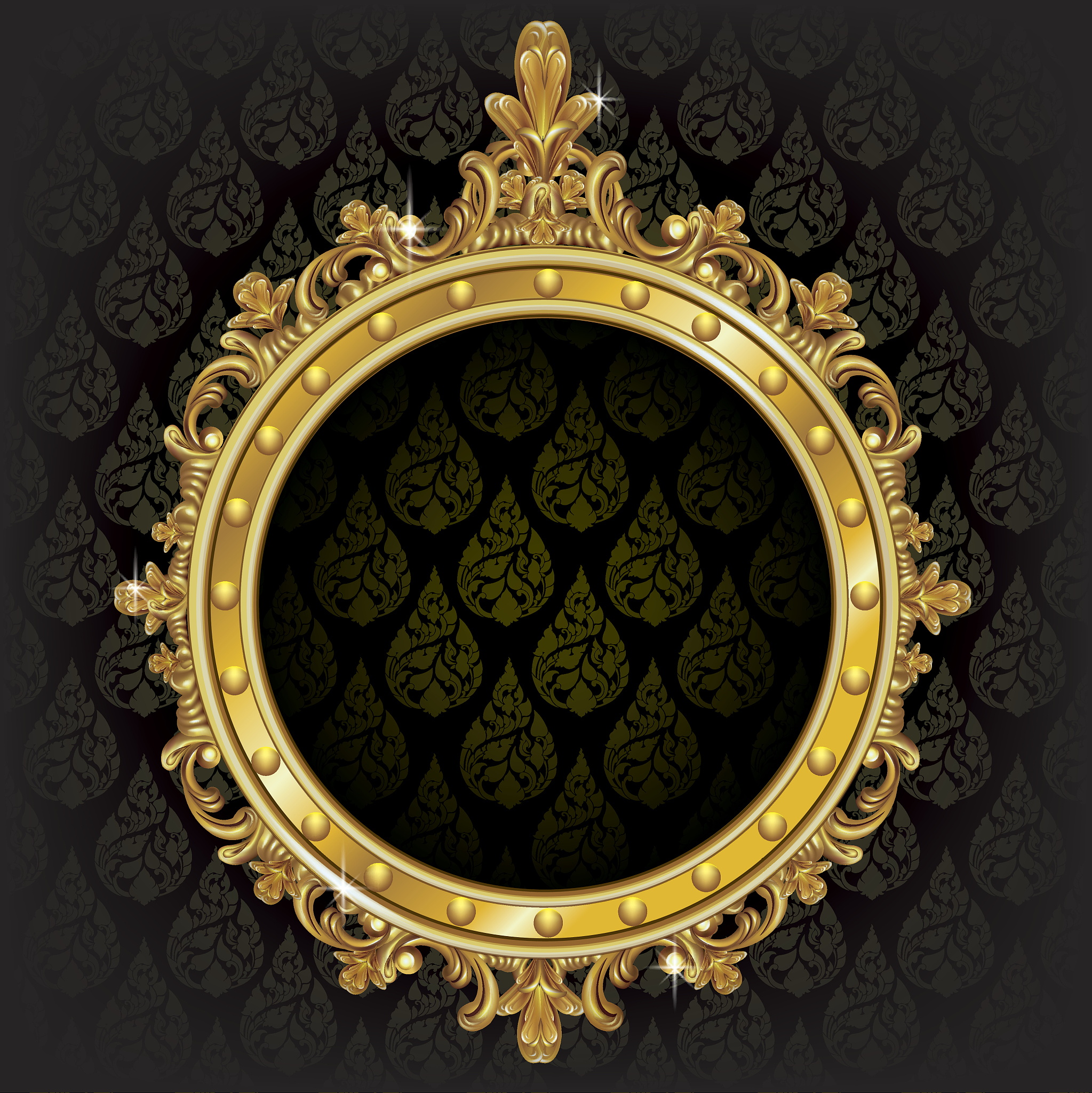 golden decor mirror frame. vector