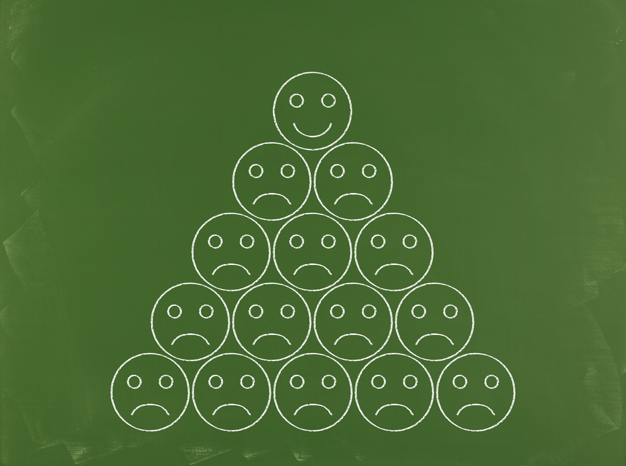 unhappy and happy smileys - business chalkboard background